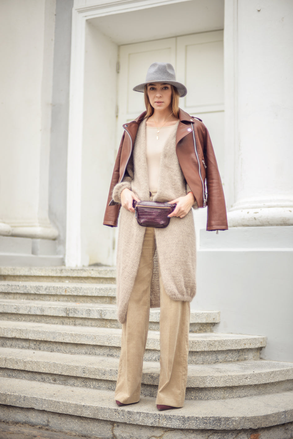 Nude mohair cardigan
