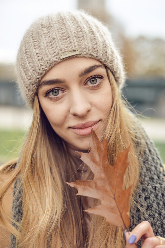 Beige mohair hat