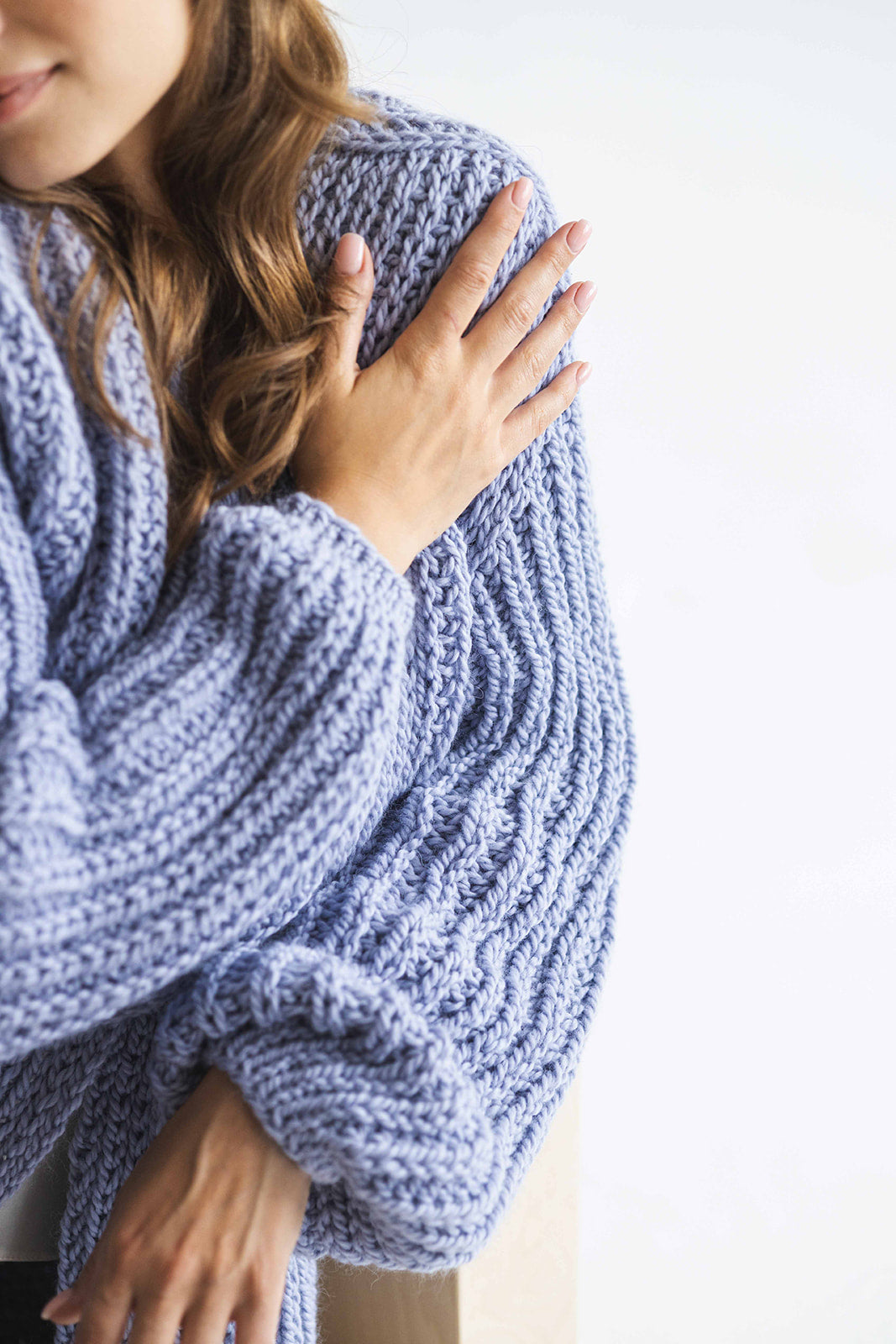 Sky Blue Chunky Knit Alpaca Wool Cardigan