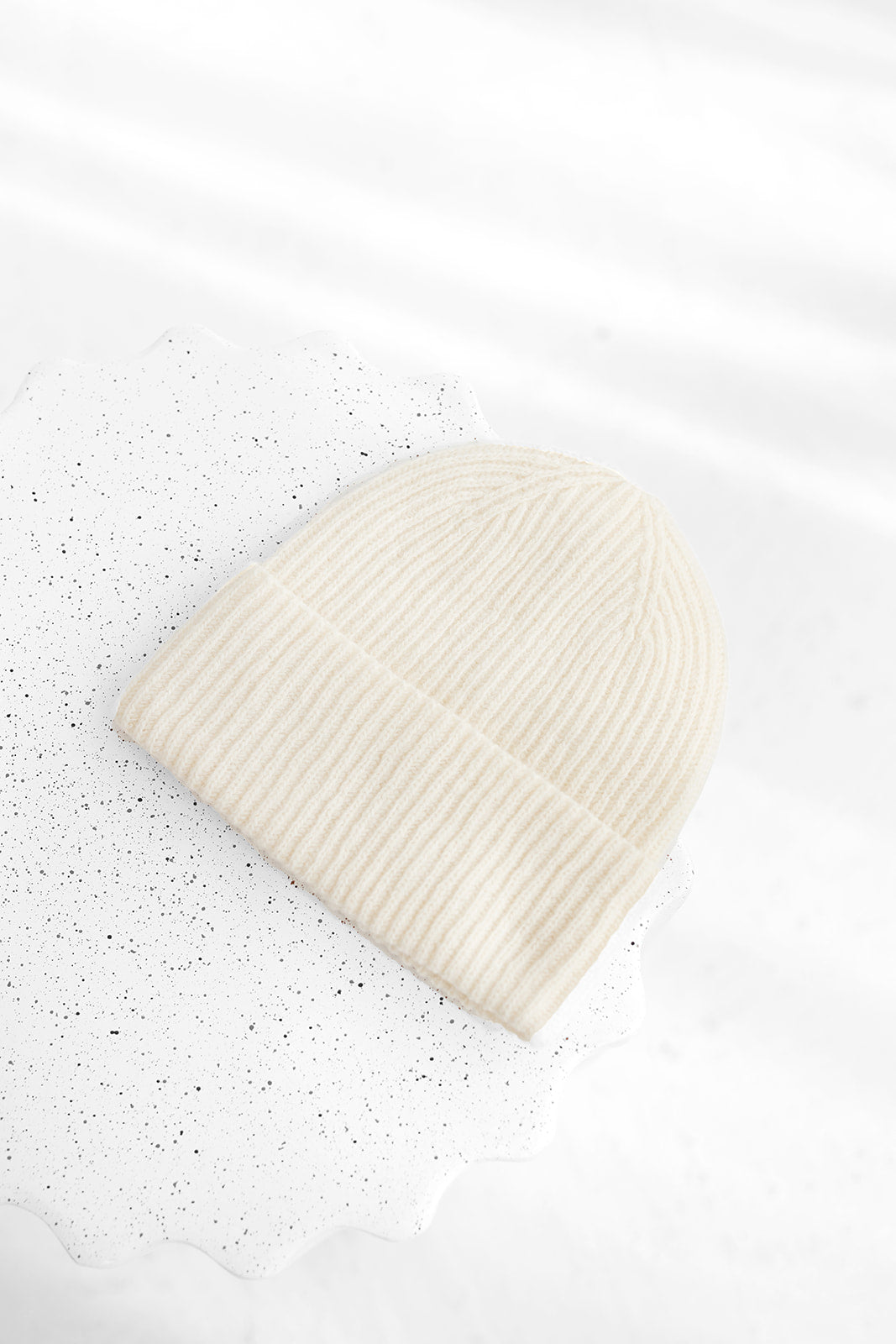 White knitted merino wool and cashmere hat for women, milky ribbed knit minimalist beanie, ivory classy winter fall warm hat, perfect gift