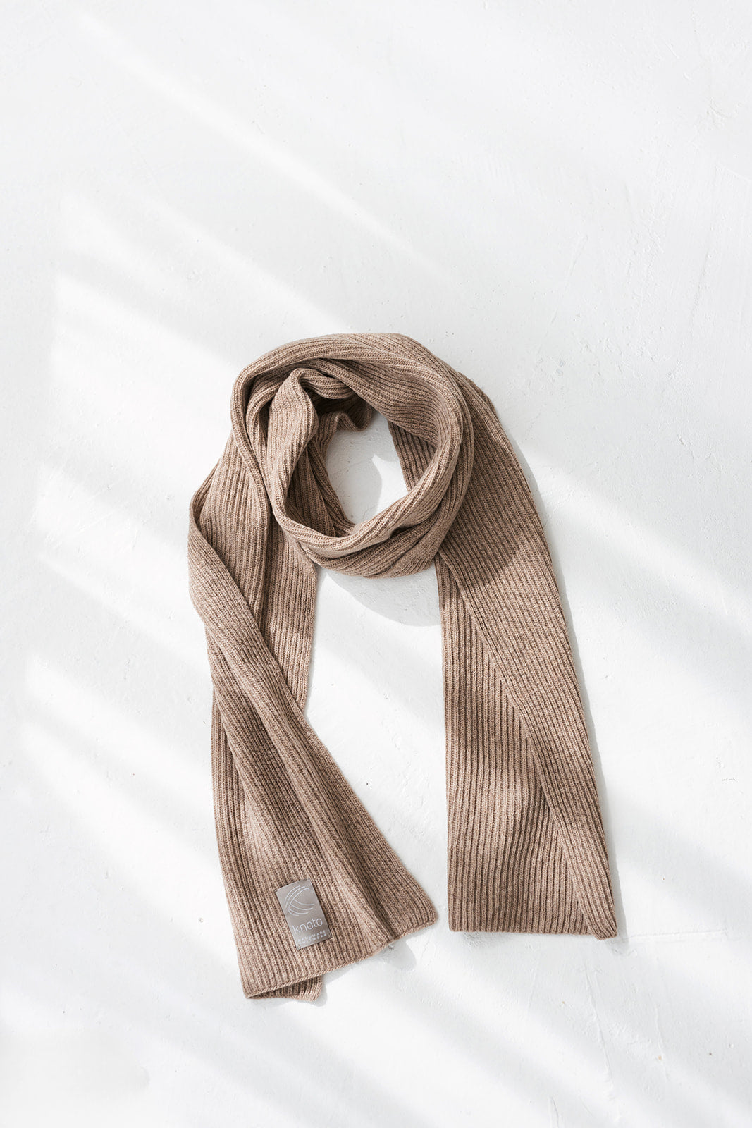 Beige knitted merino wool and cashmere women's scarf, camel rib knit minimalist fall winter wrap, taupe long unisex blanket shawl XXL, gift
