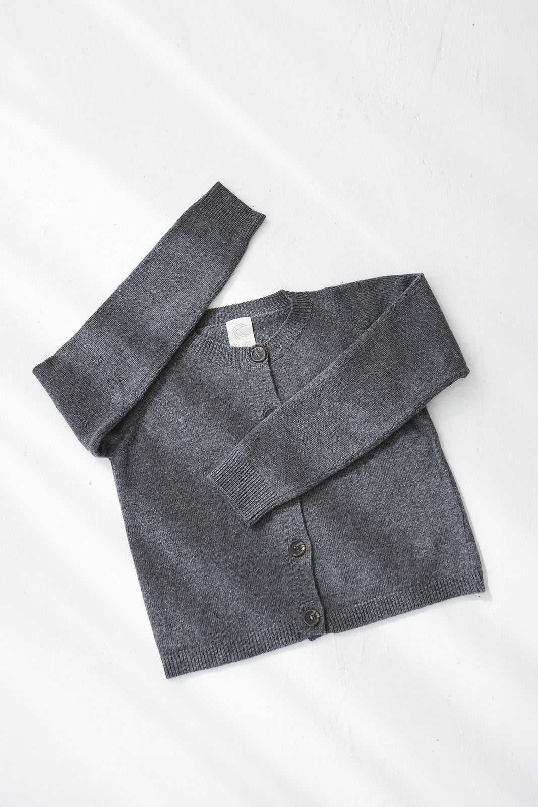 Short gray knitted merino wool and cashmere blend cardigan with buttons for women, high waist classy women's knit loose cropped sweater gift