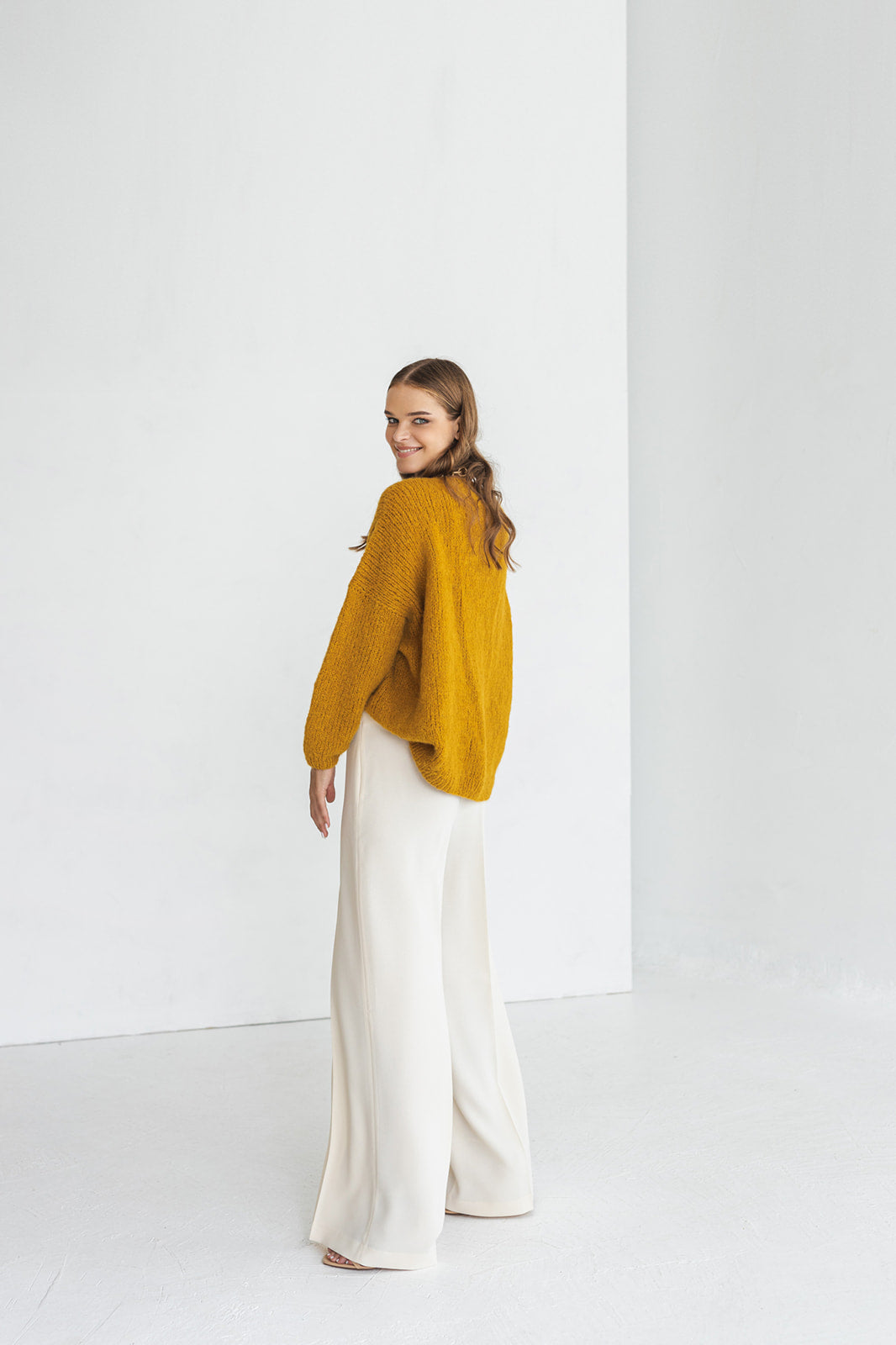 Mustard Yellow Alpaca Wool Cardigan With Buttons, Curry Cable Knit Lightweight Sweater, Slightly Oversized Minimalist Classy Women Gilet