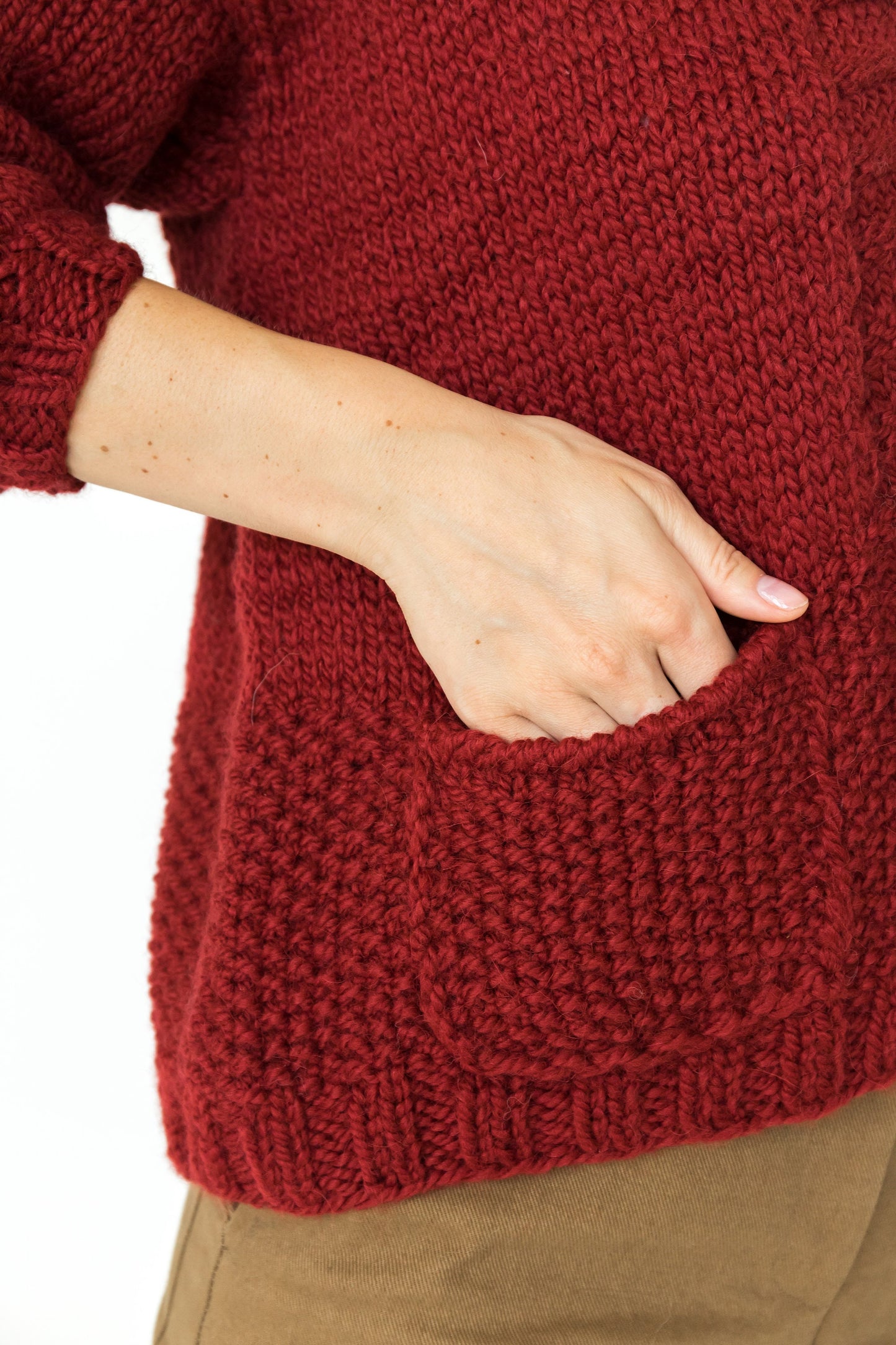 Bordeaux Chunky Knit Alpaca Wool Cardigan With Pockets, Slightly Oversized Burgundy Cable Knitted Jacket, Handmade Wool Cardigan For Women