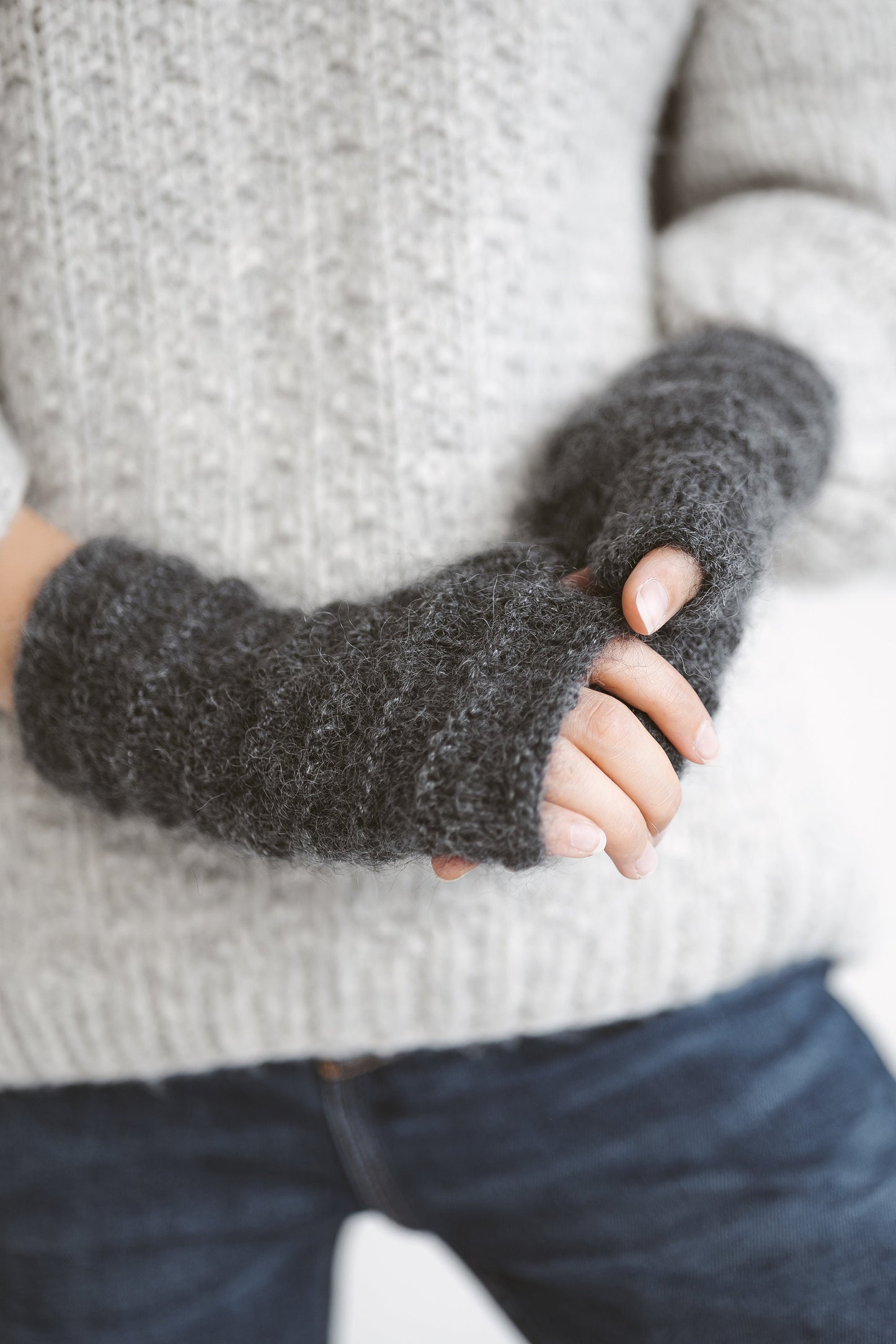 Almond color mohair fingerless gloves, beige women knit mittens, nude hand warmers, alpaca wool fingerless mittens, gift for her,long gloves