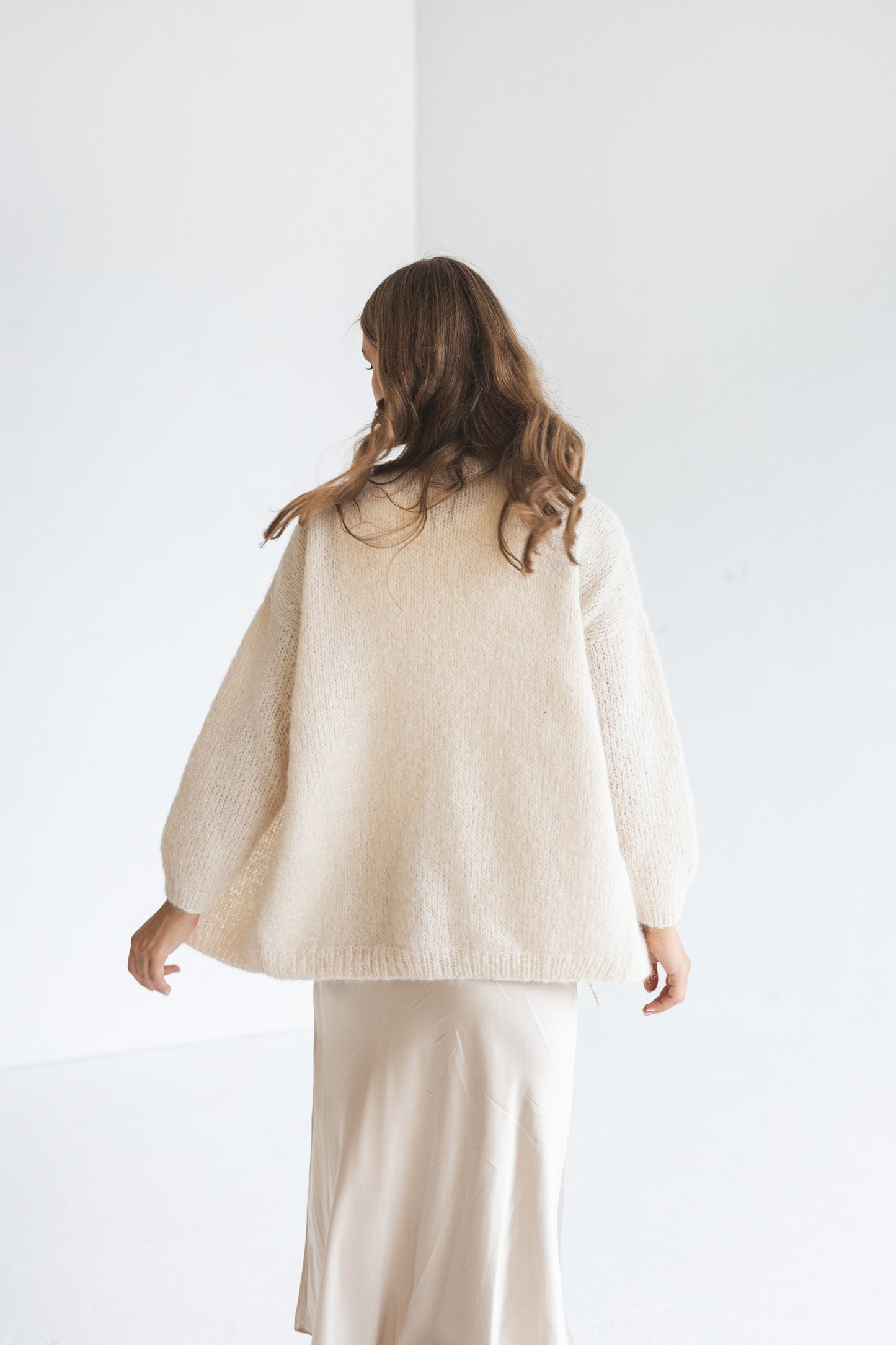 White Alpaca Wool Cardigan With Buttons, Cable Knit Lightweight Sweater, Slightly Oversized Minimalist Classy Women Gilet, Wedding Jacket
