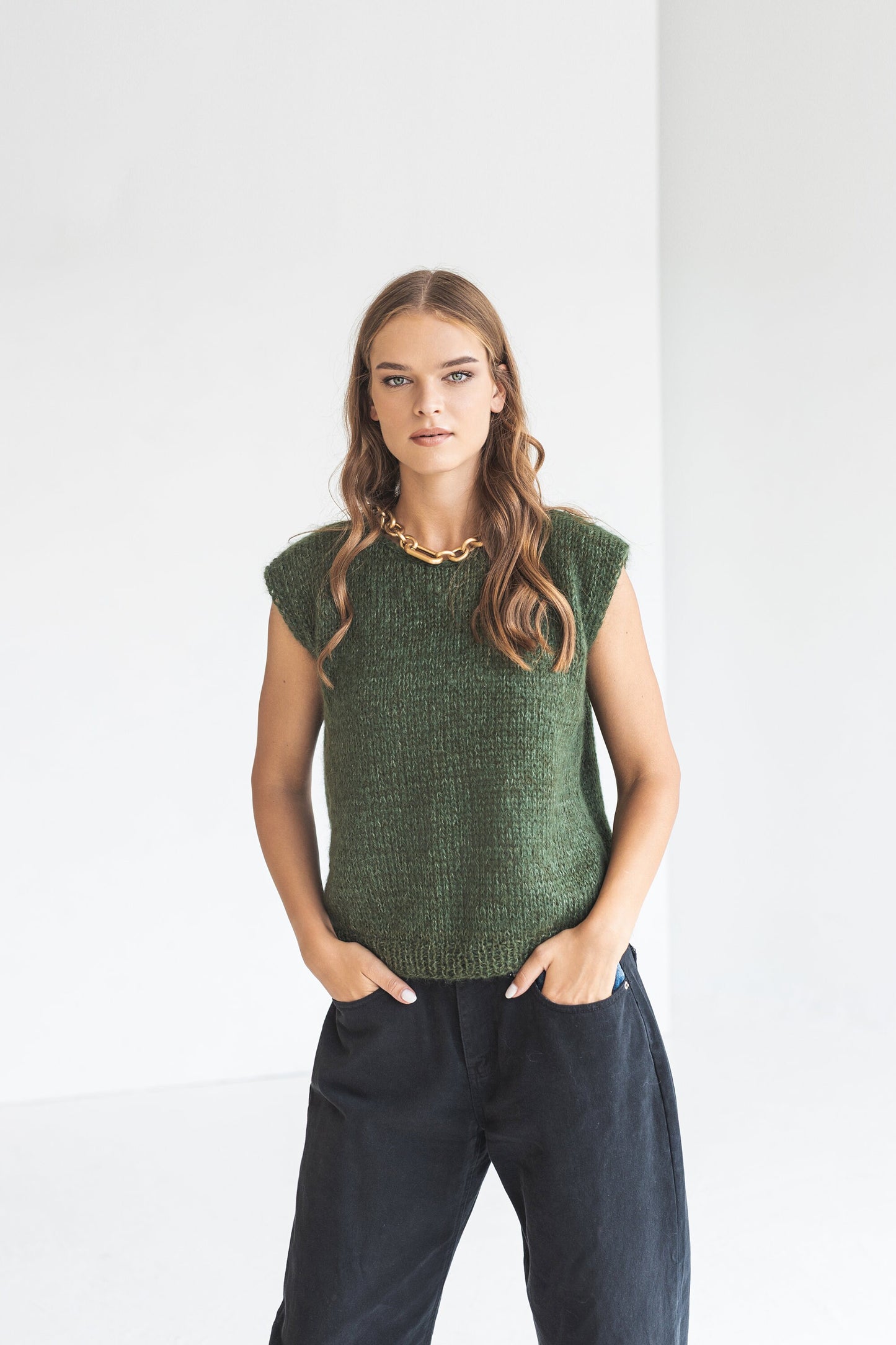 Green mohair vest