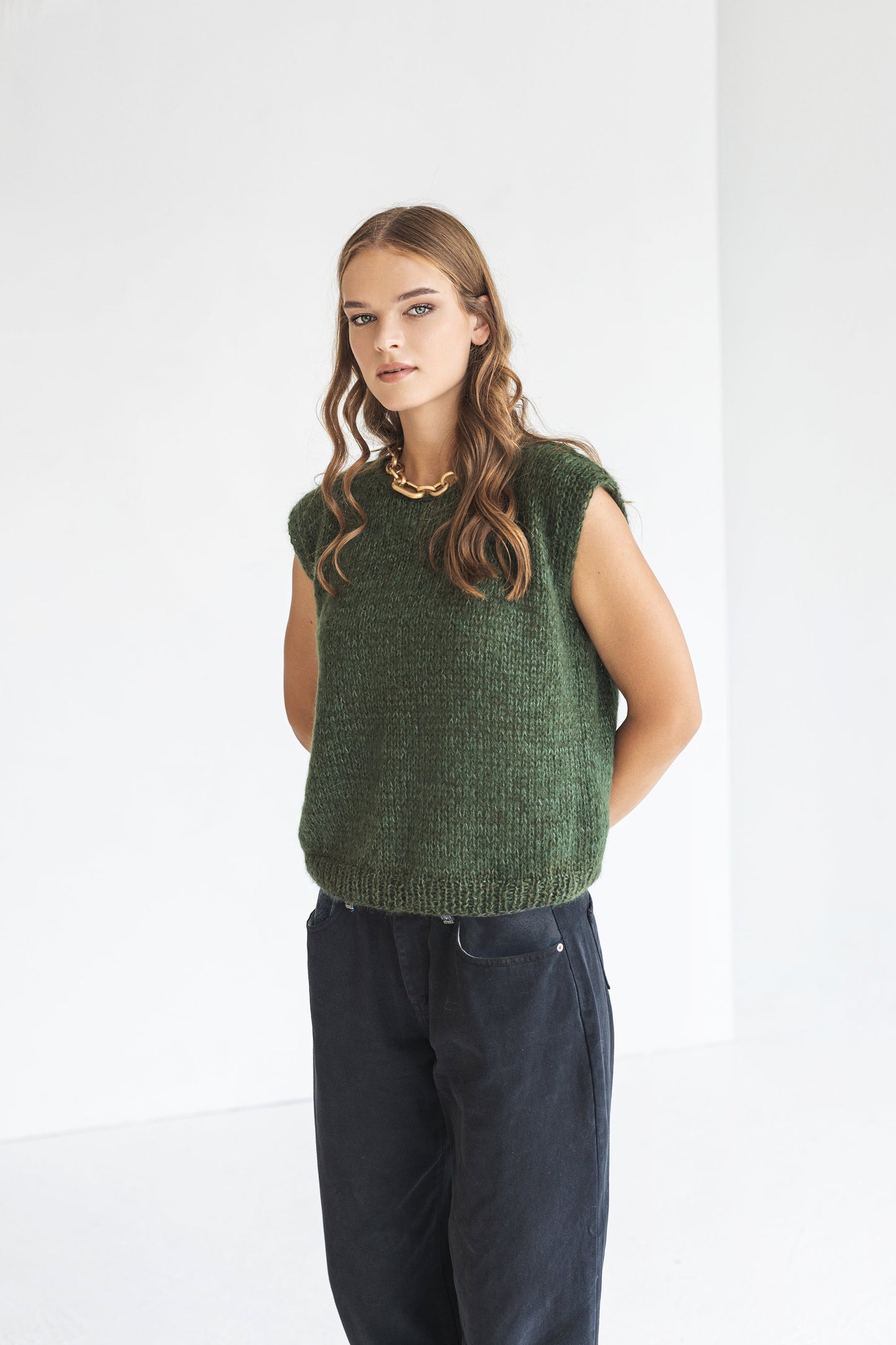 Green mohair vest