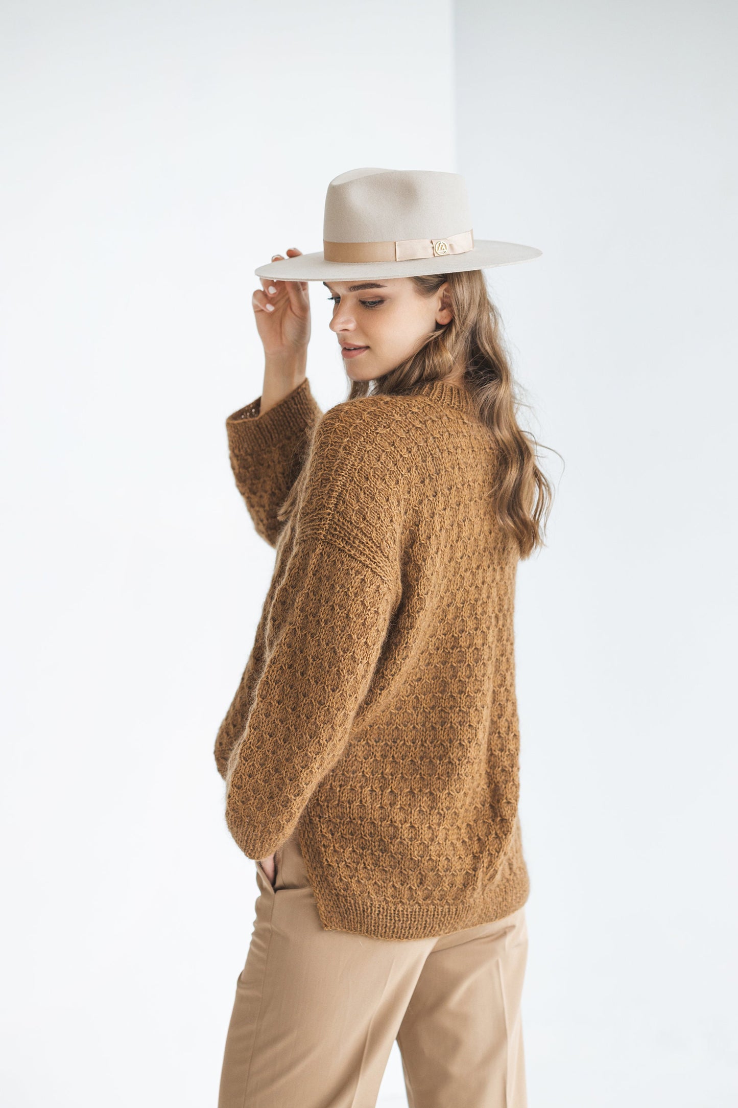 Green mohair knitted sweater, wide sleeves alpaca wool blend jumper, fuzzy cable knit pullover, fluffy slightly oversized thick sweater gift