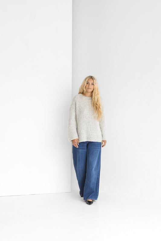 Bright gray chunky knit alpaca wool sweater, light grey oversized cable knitted jumper, pastel fall thick wide sleeves pullover for women