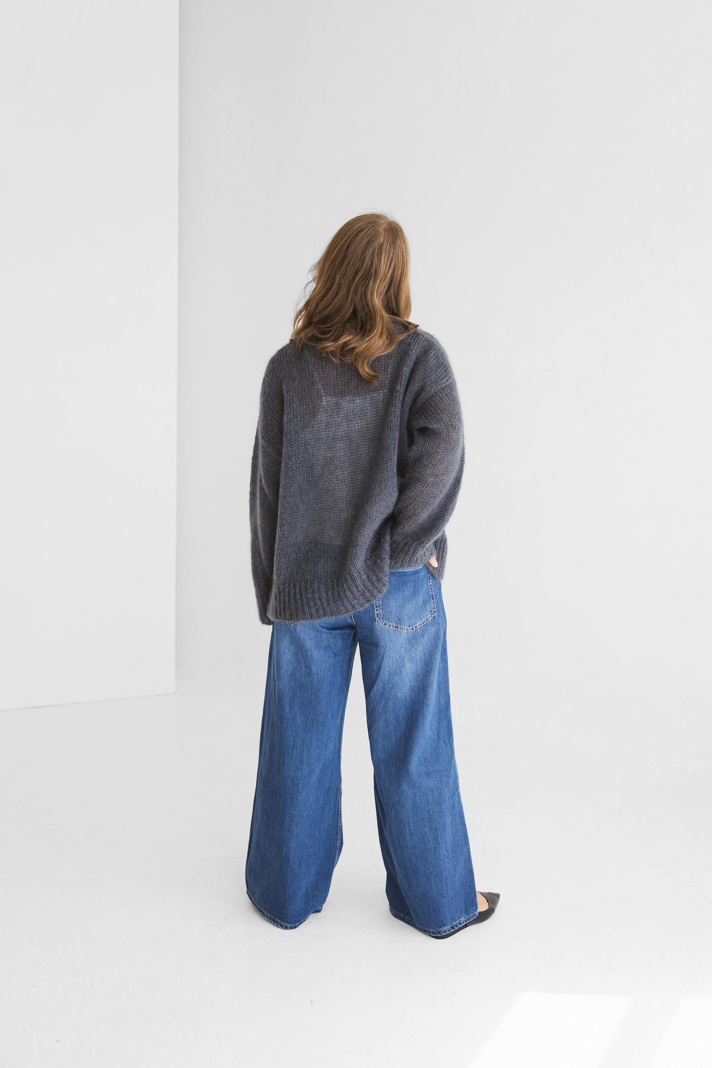 Gray cable knit fluffy mohair wool women's cardigan with buttons and pockets,grey chunky knitted fuzzy slightly oversized thick fall sweater