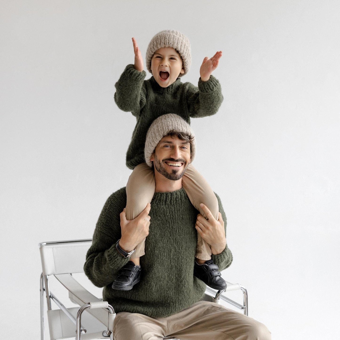 Handmade Mini Me Family Matching Cable Knit Woolen Winter Hats, Mommy And Me, Daddy And Me Chunky Knitted Alpaca Wool Beanies, Family Gift