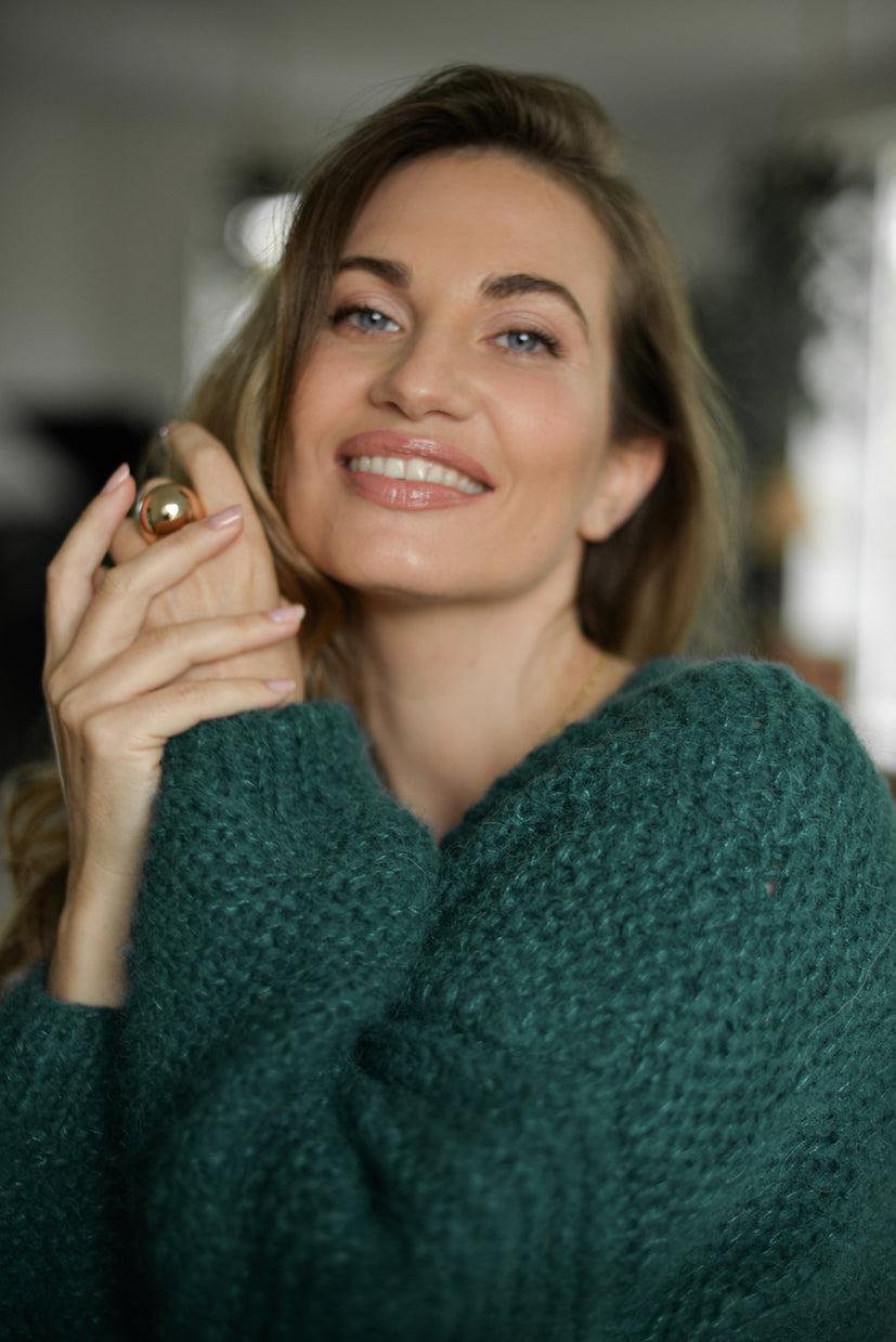 Green Alpaca And Silk Blend Cardigan