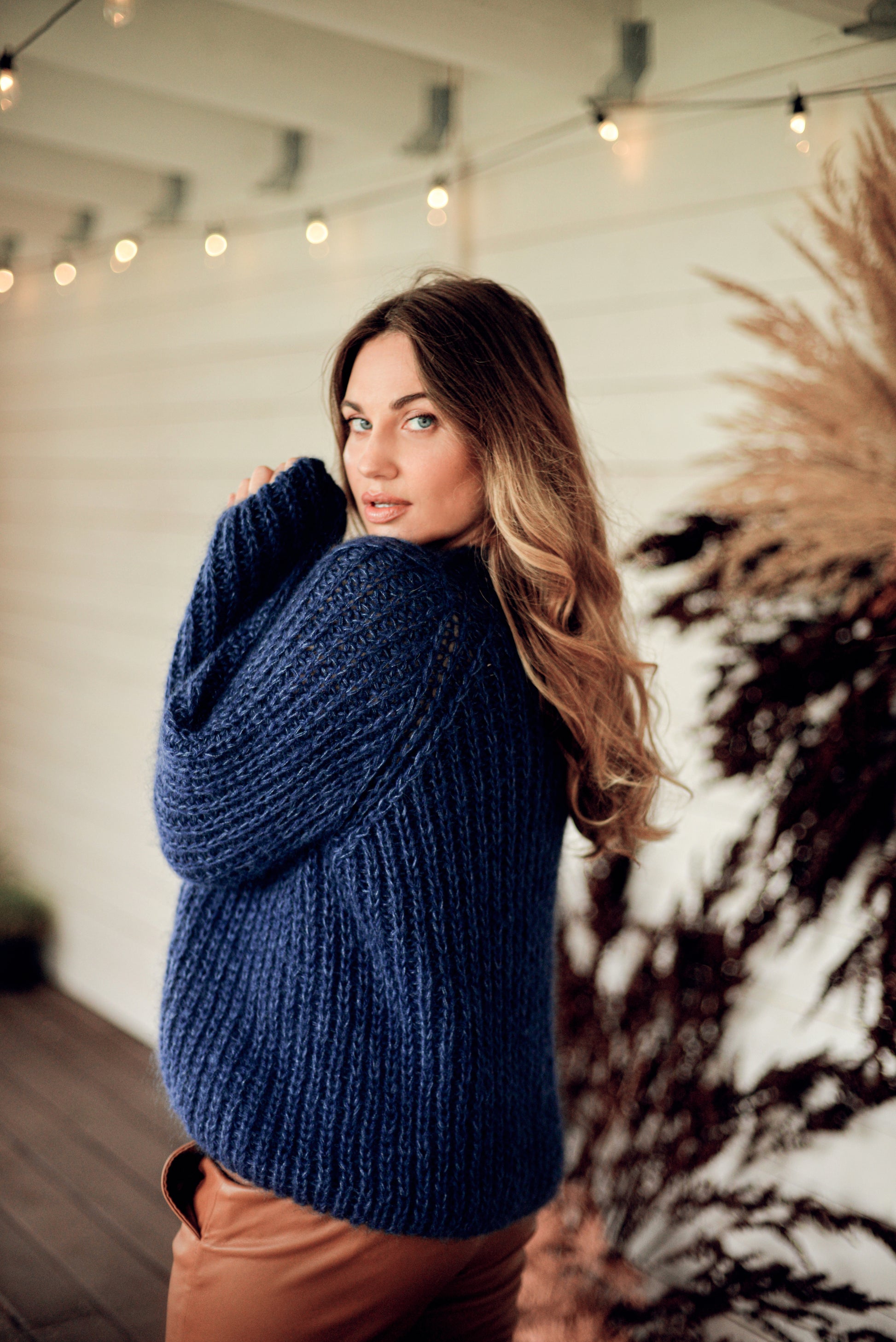 Blue Mohair Cardigan With Buttons