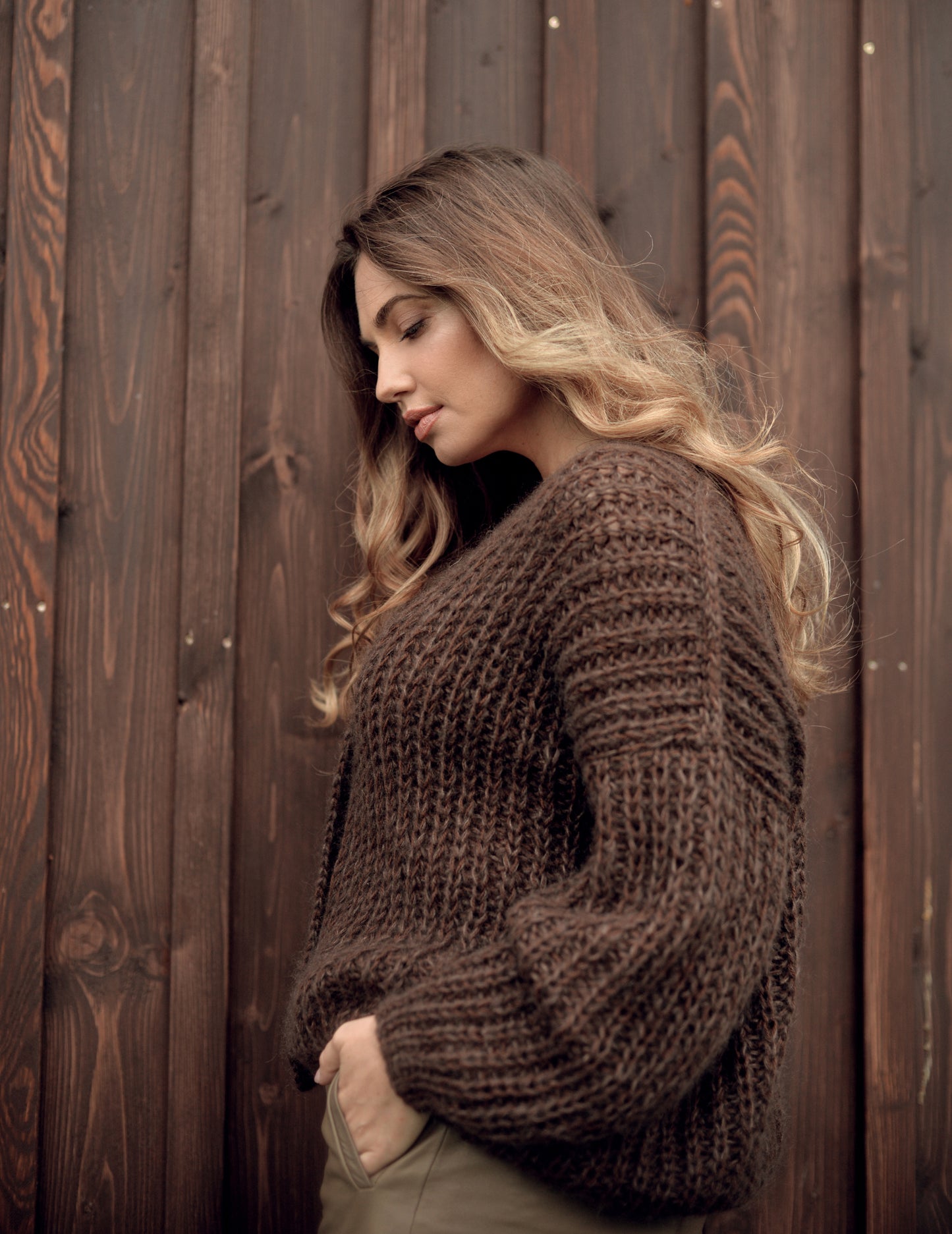 Brown Mohair Cardigan With Buttons