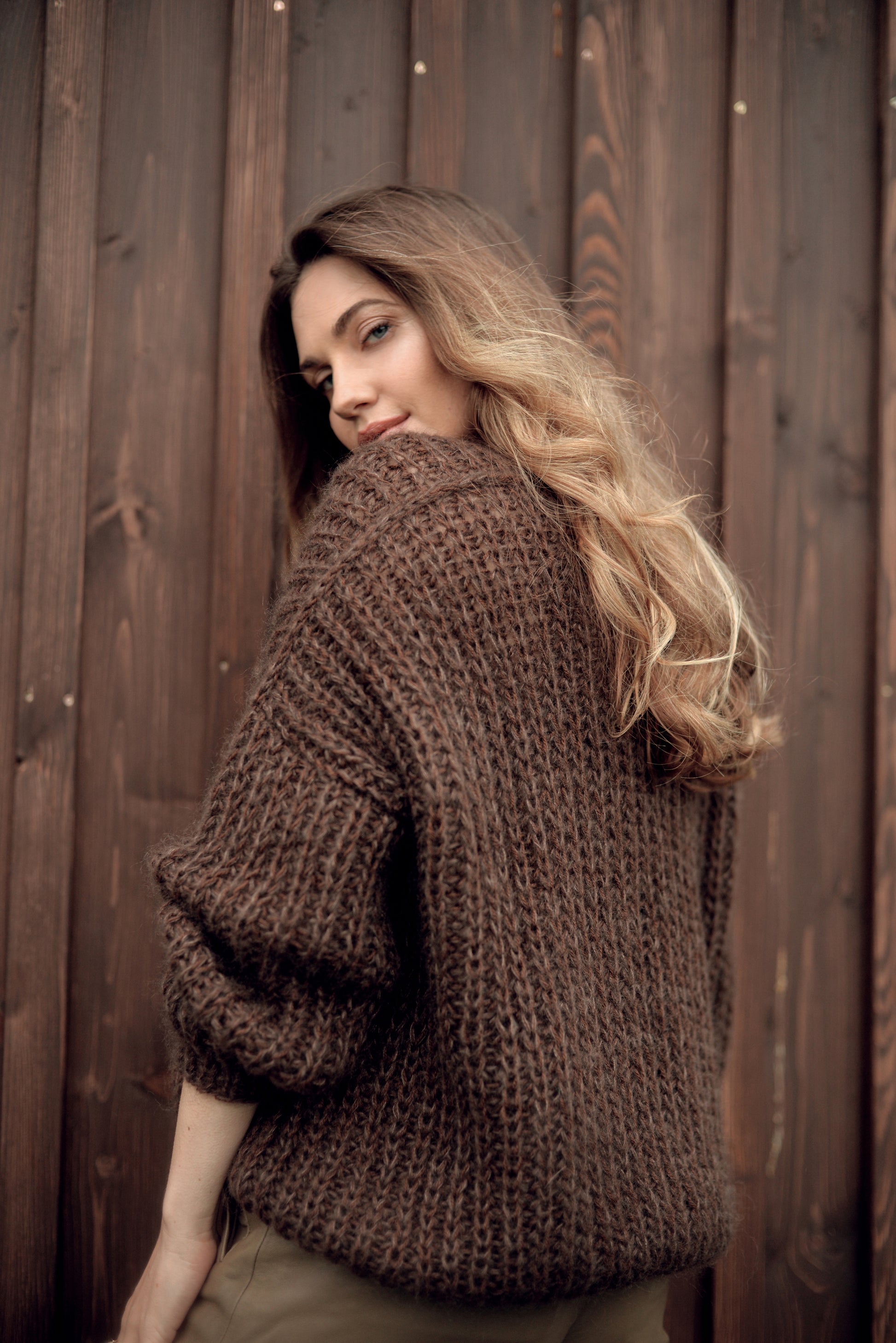 Brown Mohair Cardigan With Buttons