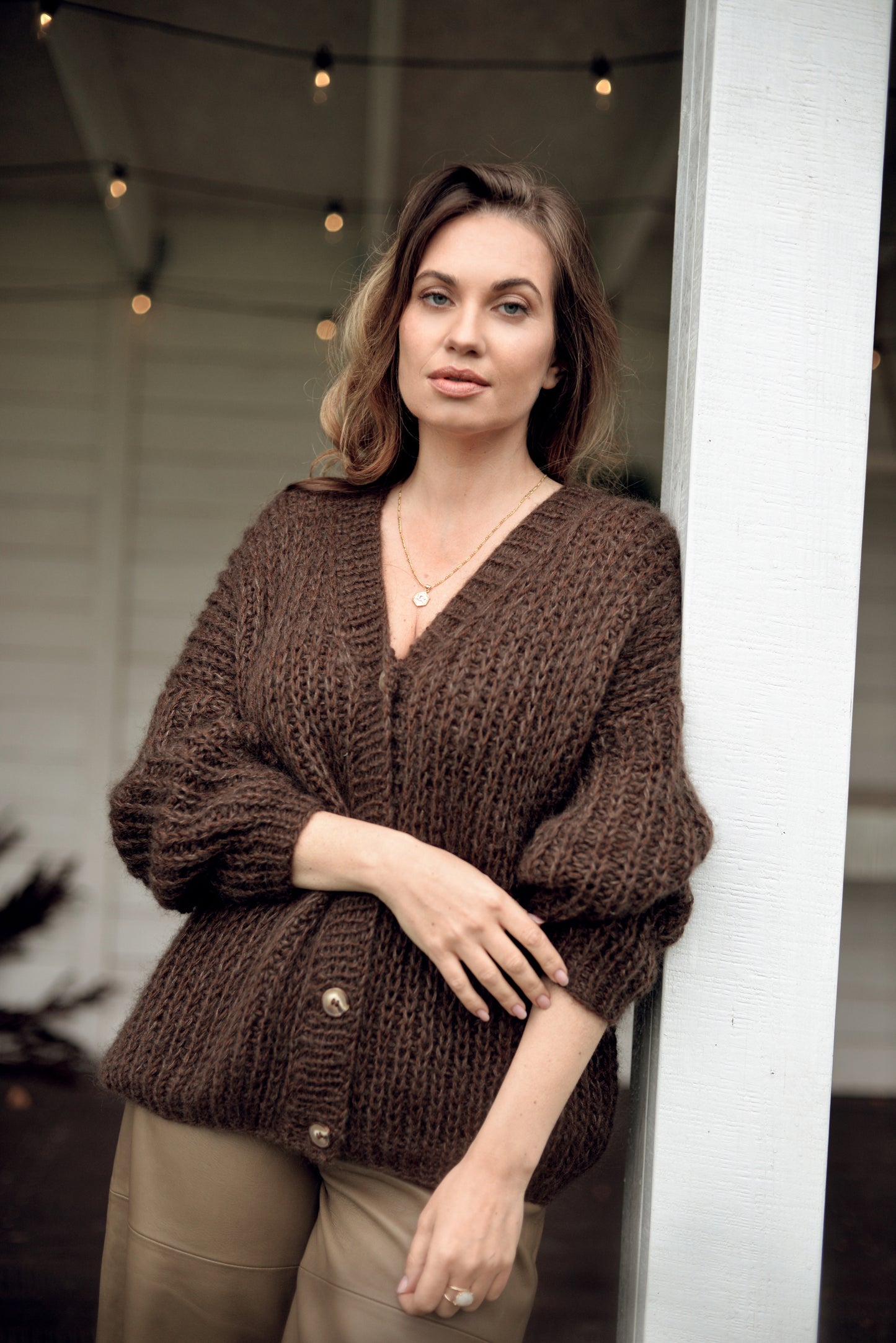 Brown Mohair Cardigan With Buttons