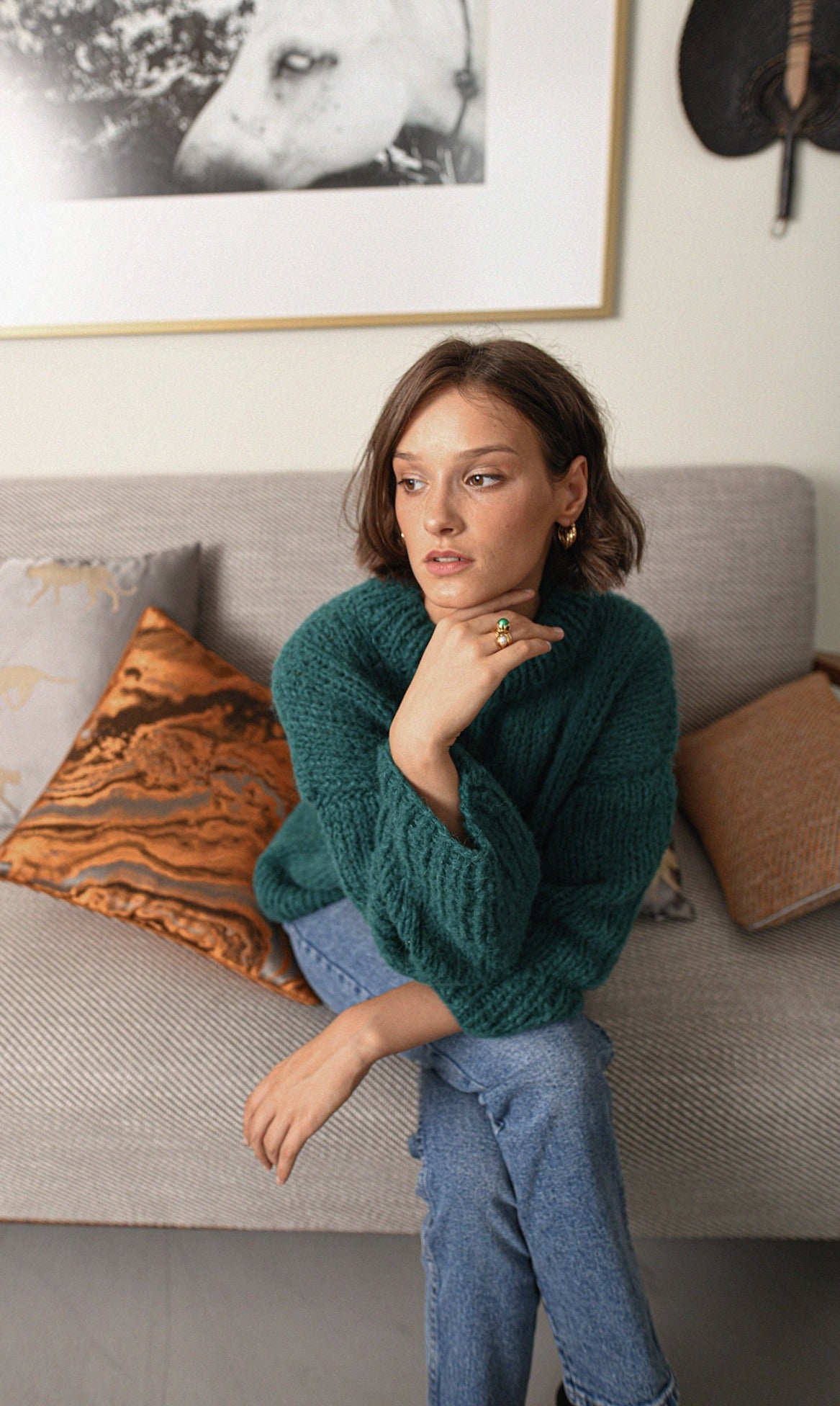 Green Crewneck Alpaca And Silk Blend Sweater