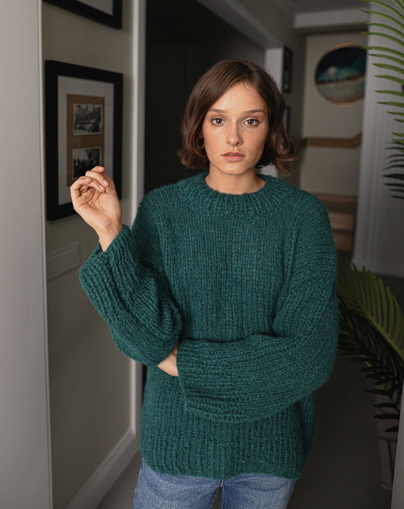 Green Crewneck Alpaca And Silk Blend Sweater