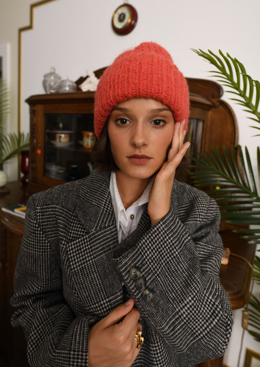 Coral Alpaca And Silk Blend Hat