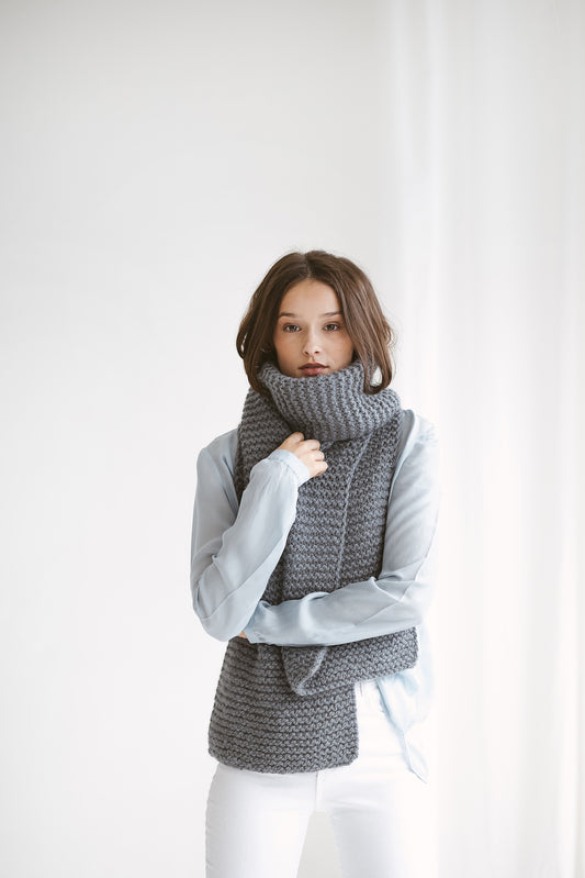 Gary chunky knit alpaca scarf. Grey cable knit wool scarf. Oversized blanket scarf. Long women, men, unisex scarves. Gift for her, him