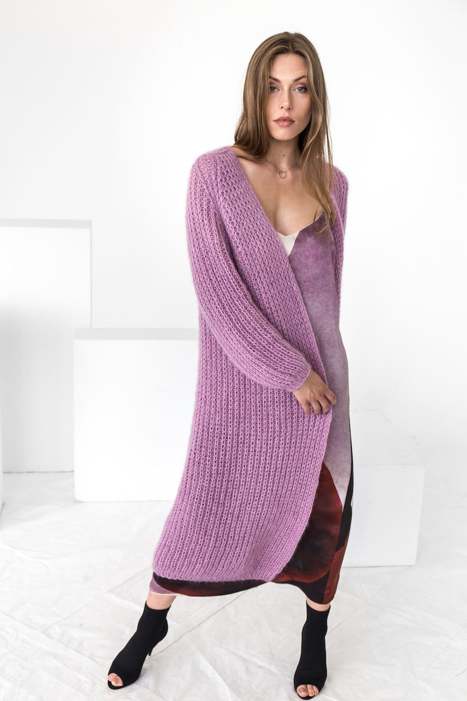 Rose pink mohair cardigan