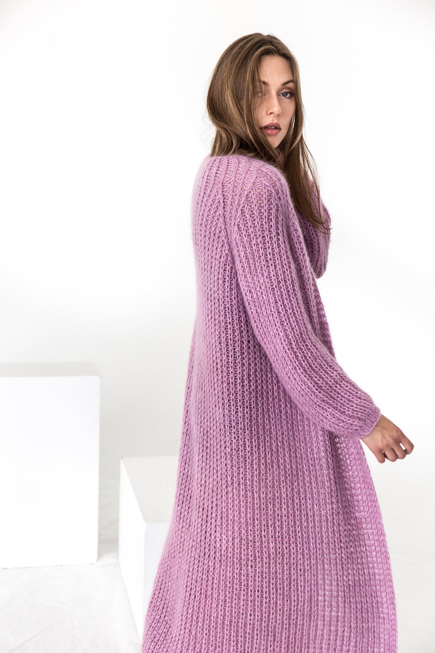 Rose pink mohair cardigan