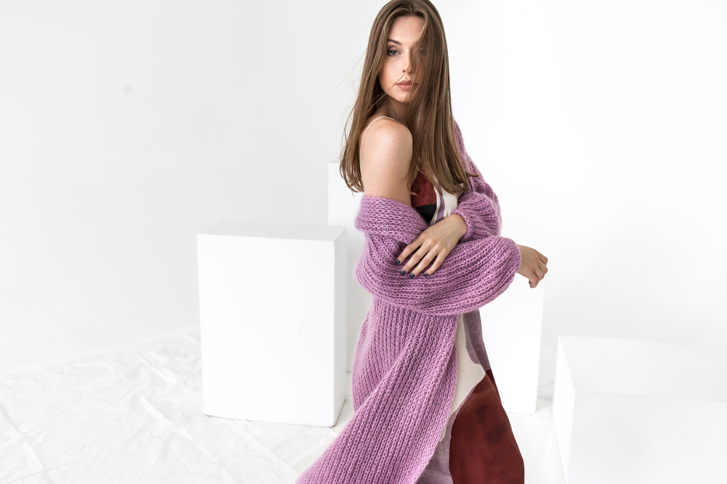 Rose pink mohair cardigan