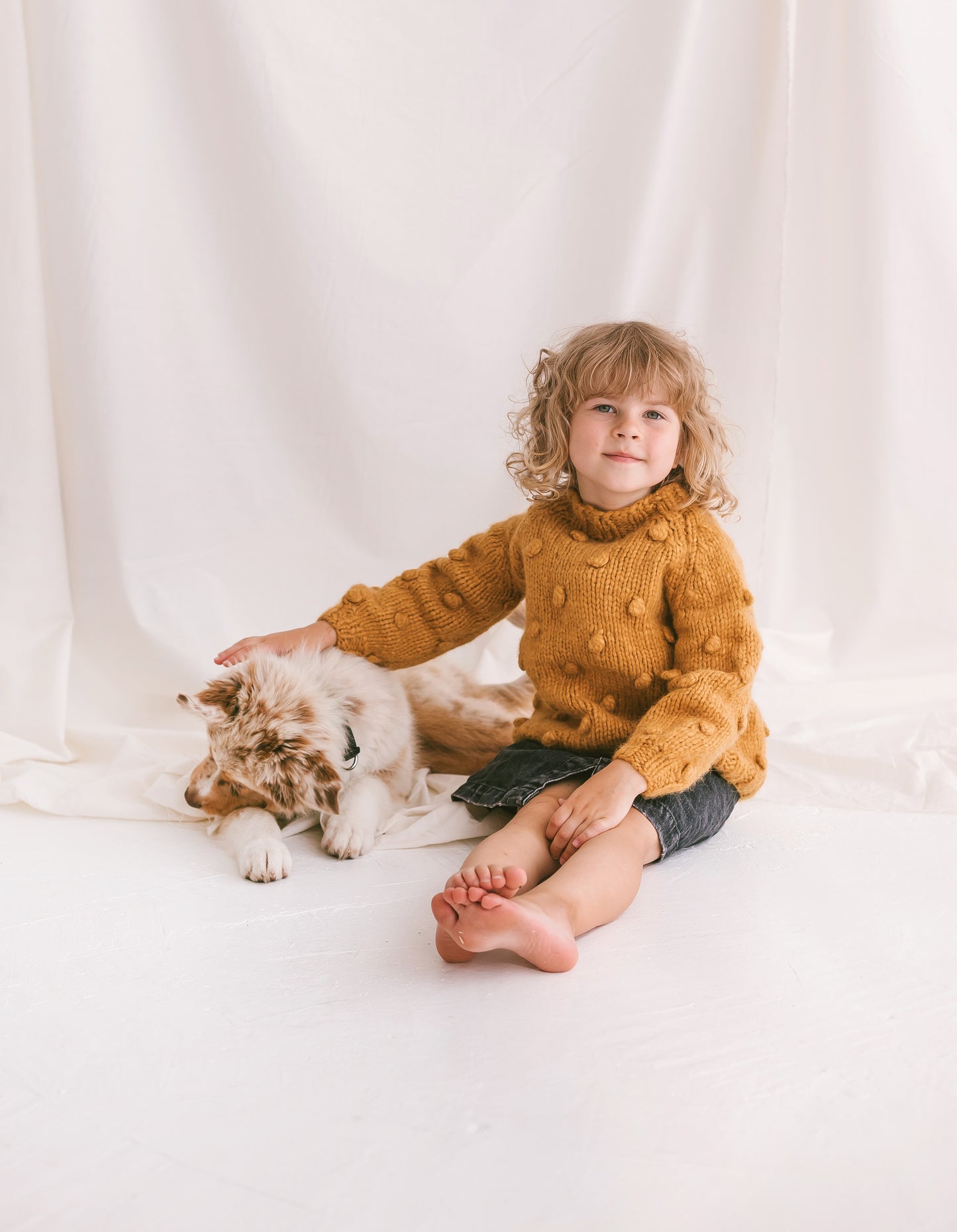 Alpaca wool blend kids popcorn sweater