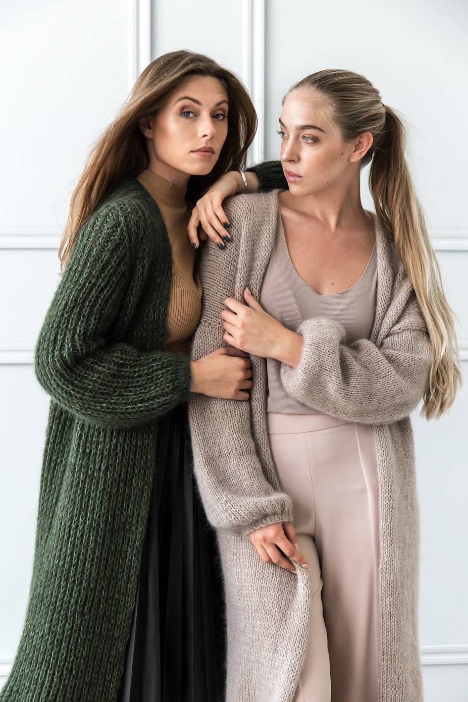 Cable knit mohair cardigan