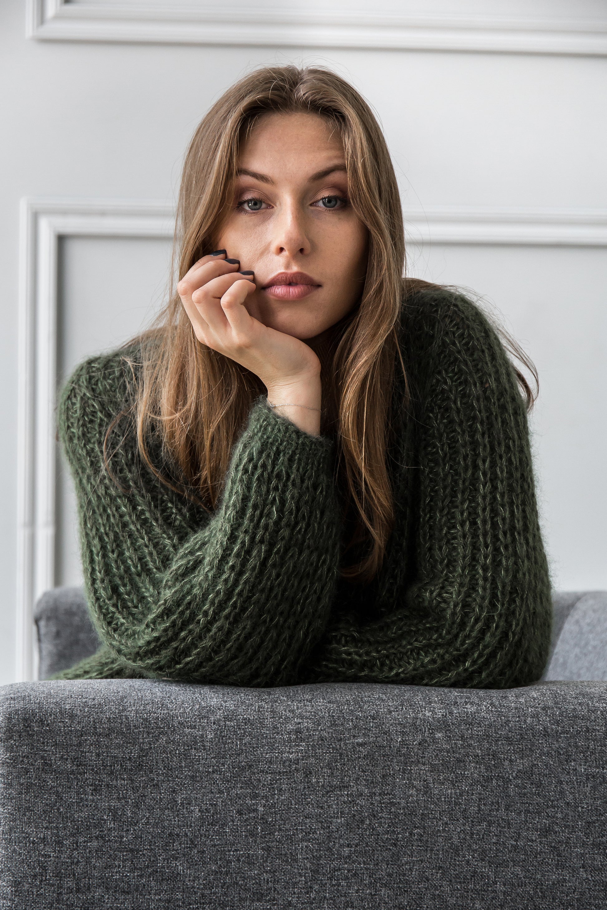 Moss green mohair cardigan