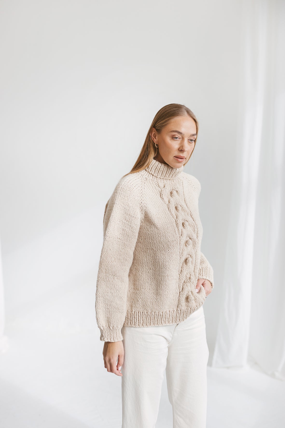 Light beige chunky alpaca pullover