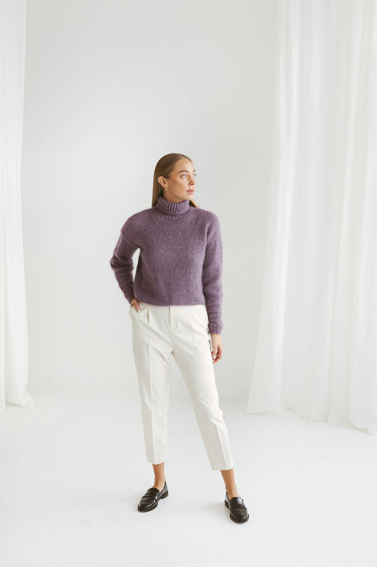 Heather mohair turtleneck pullover