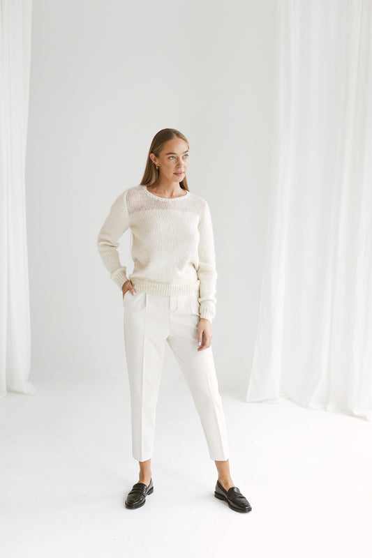 White mohair cardigan