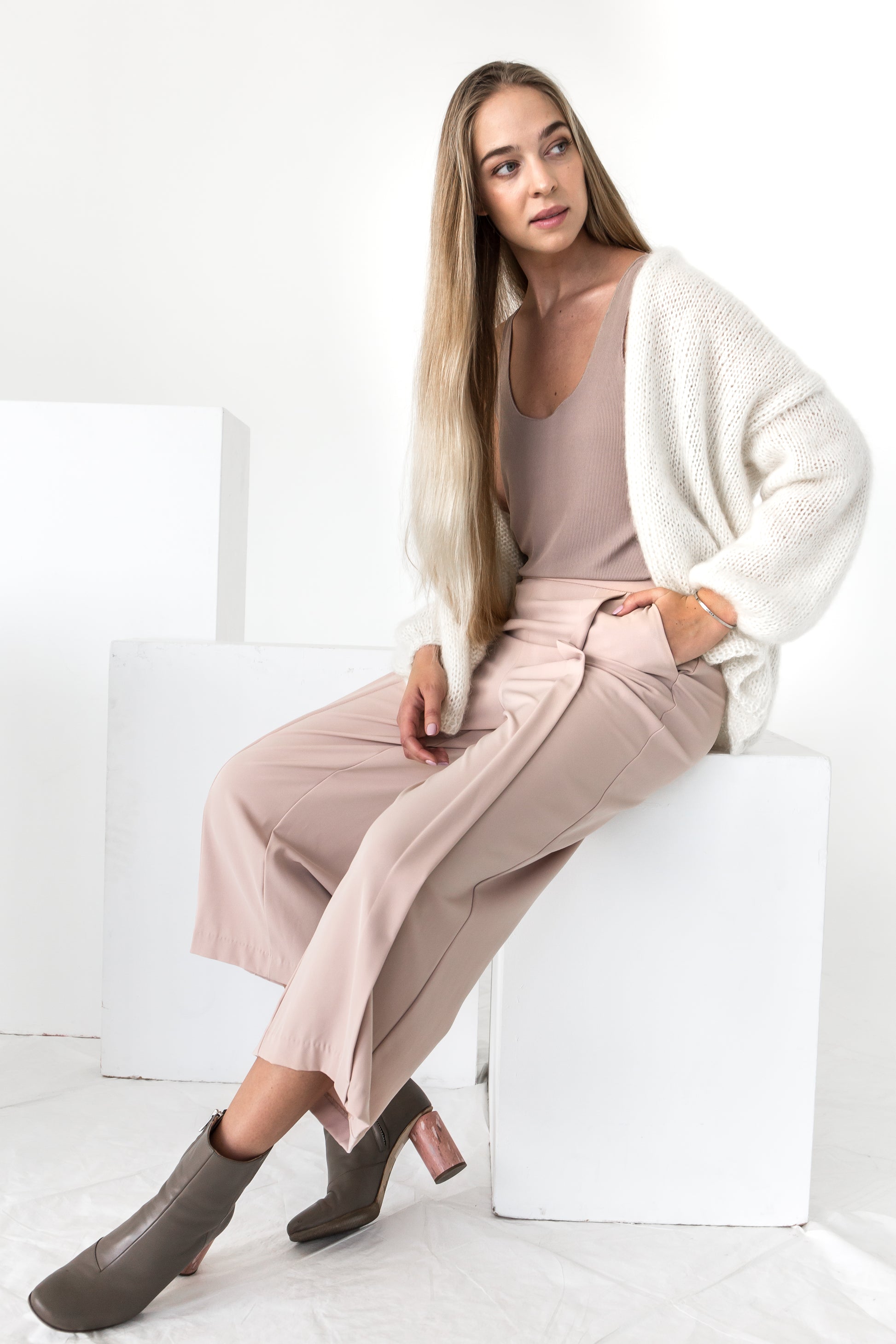 White mohair cardigan