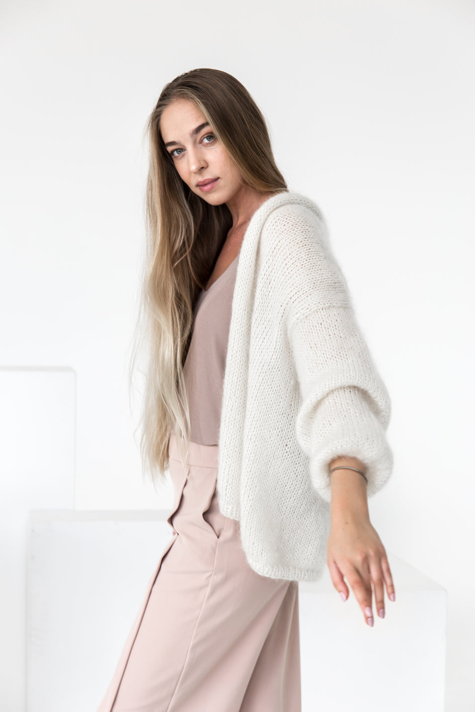 White mohair cardigan