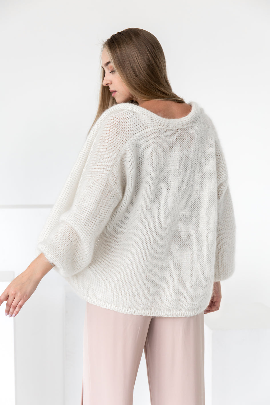 White mohair cardigan