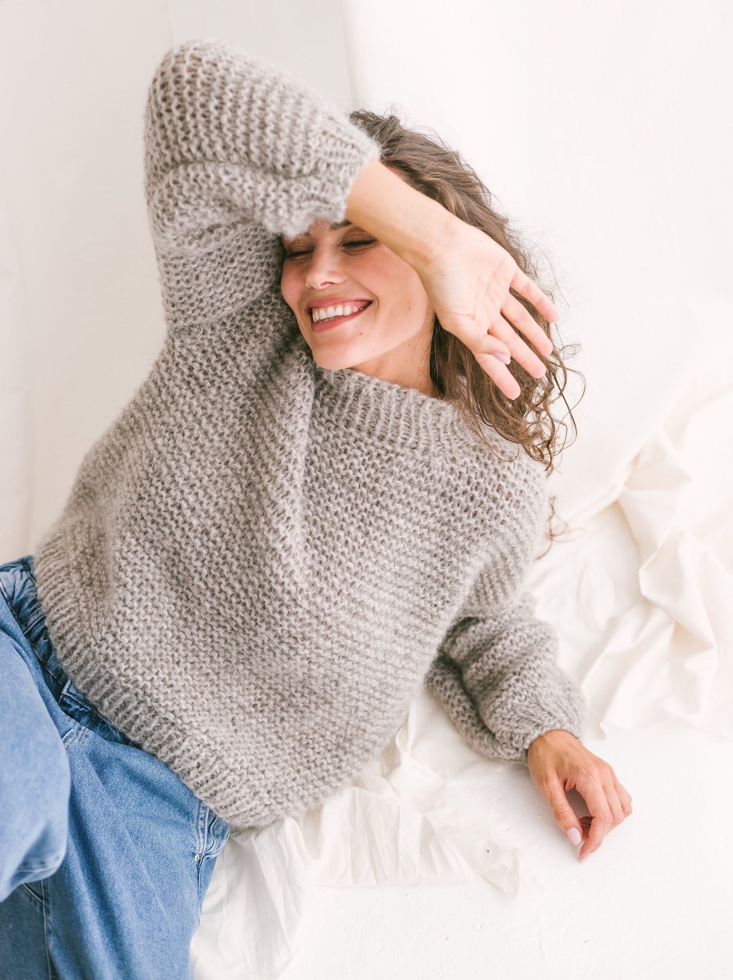 Light Gray Cable Knit Sweater, Relaxed Fit Jumper, Grey Alpaca Pullover, Chunky Knit Wool Sweater, Knitted Jumper, Oversized Woman Sweater