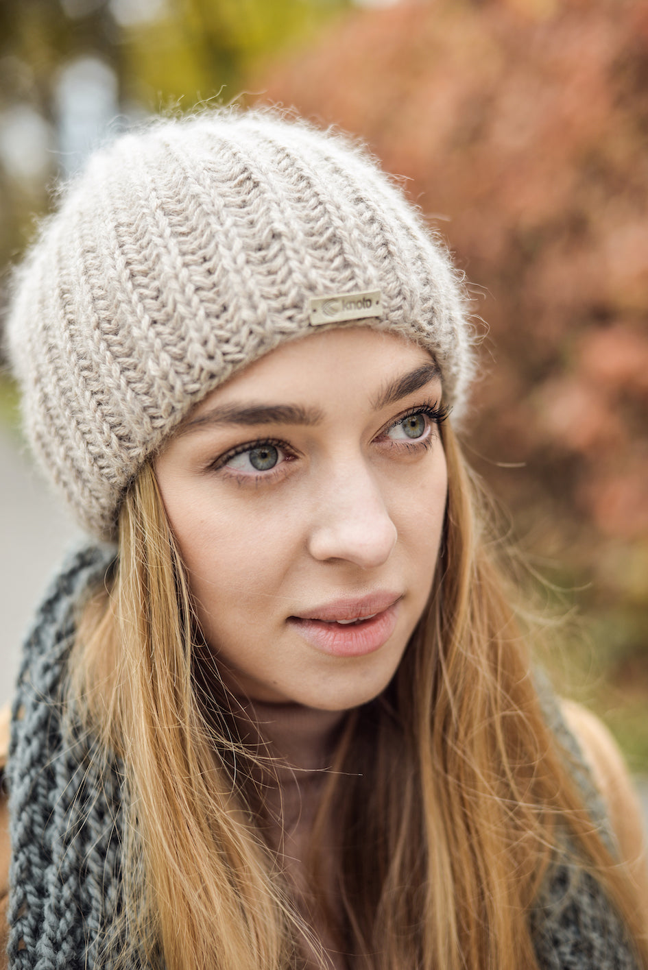 Nude beige mohair hat