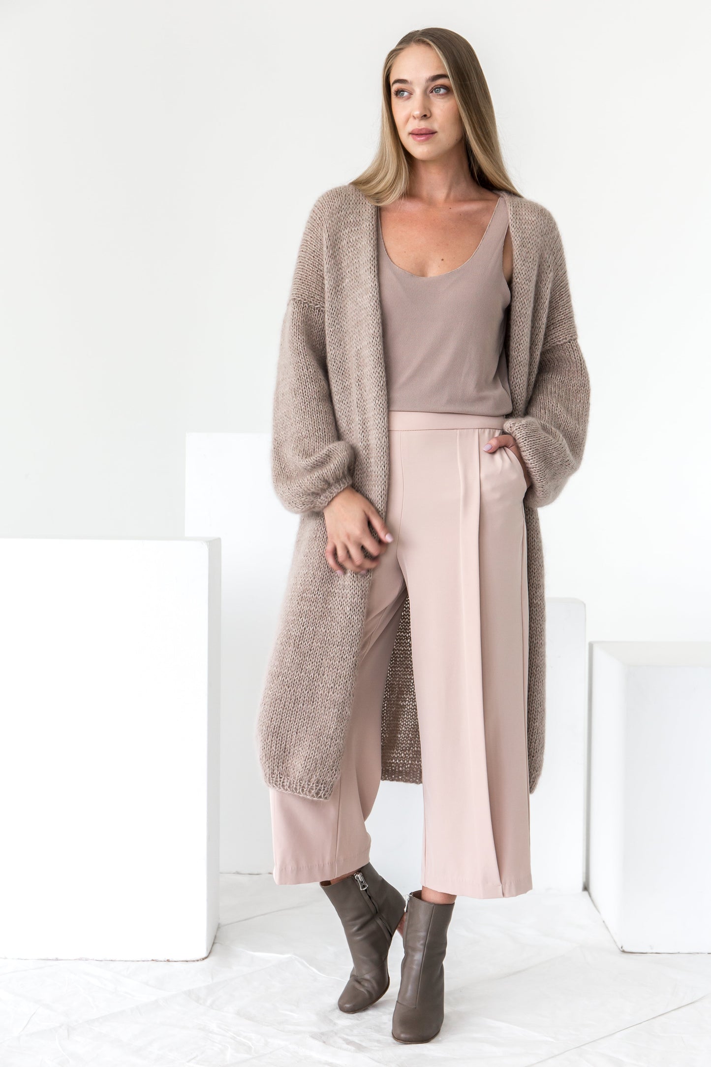 Nude oversized cardigan