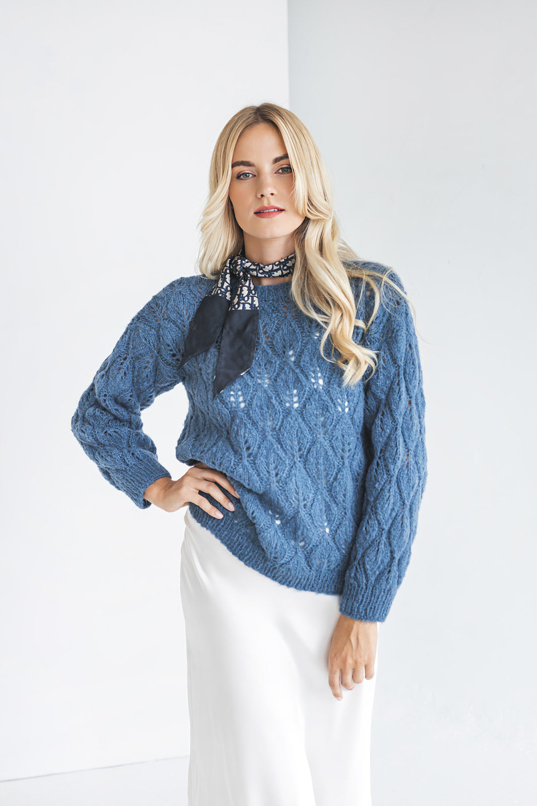 See through knitted alpaca pullover