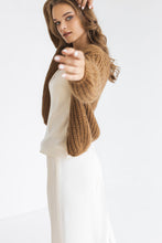 Load image into Gallery viewer, Camel brown mohair cardigan
