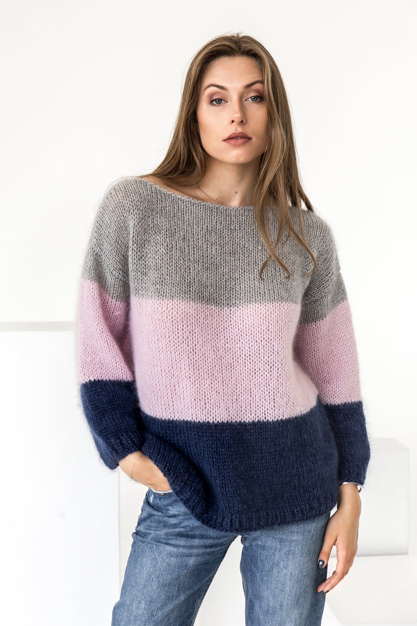 Cable Knit Fluffy Mohair Jumper