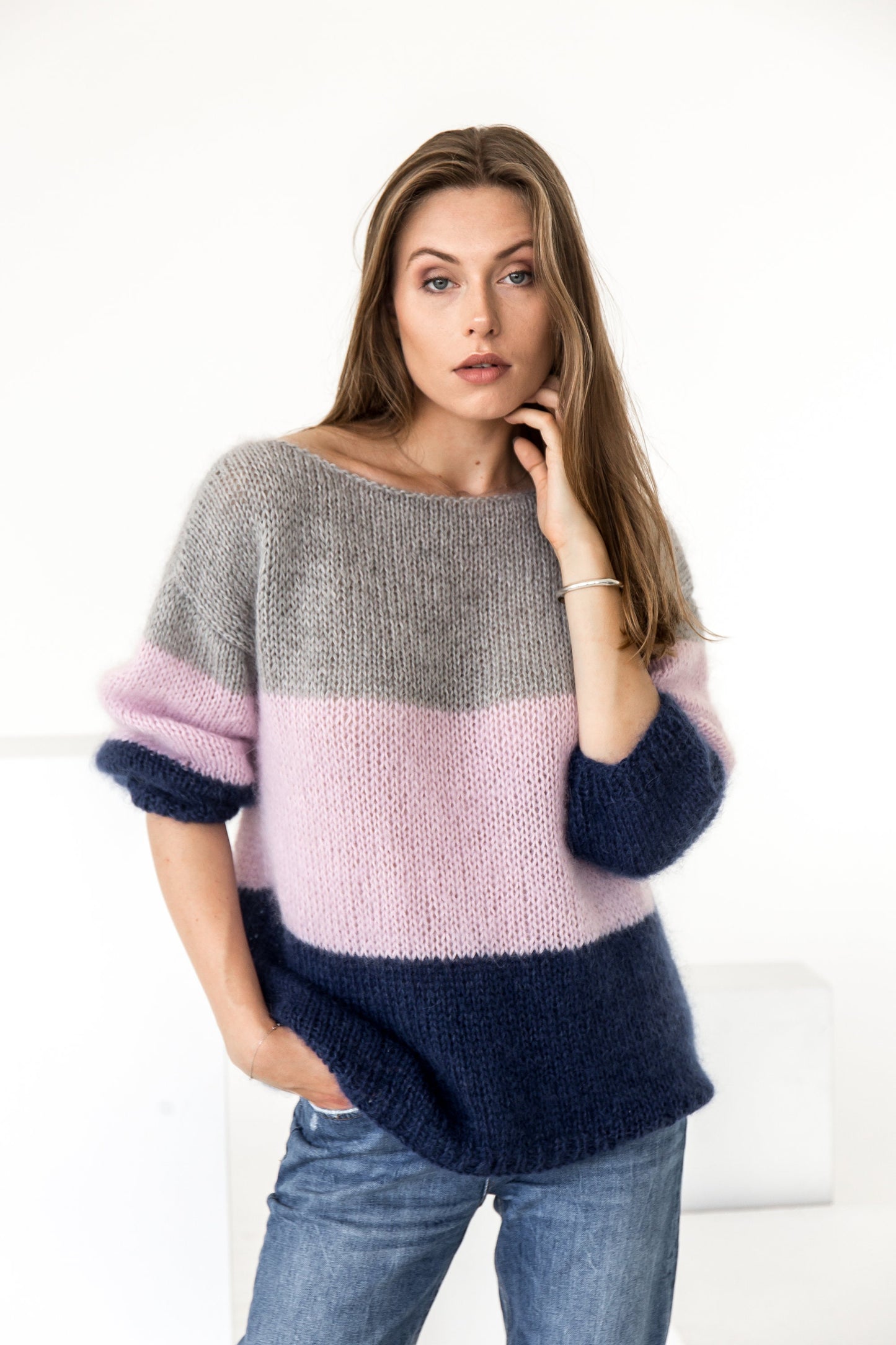 Cable Knit Fluffy Mohair Jumper