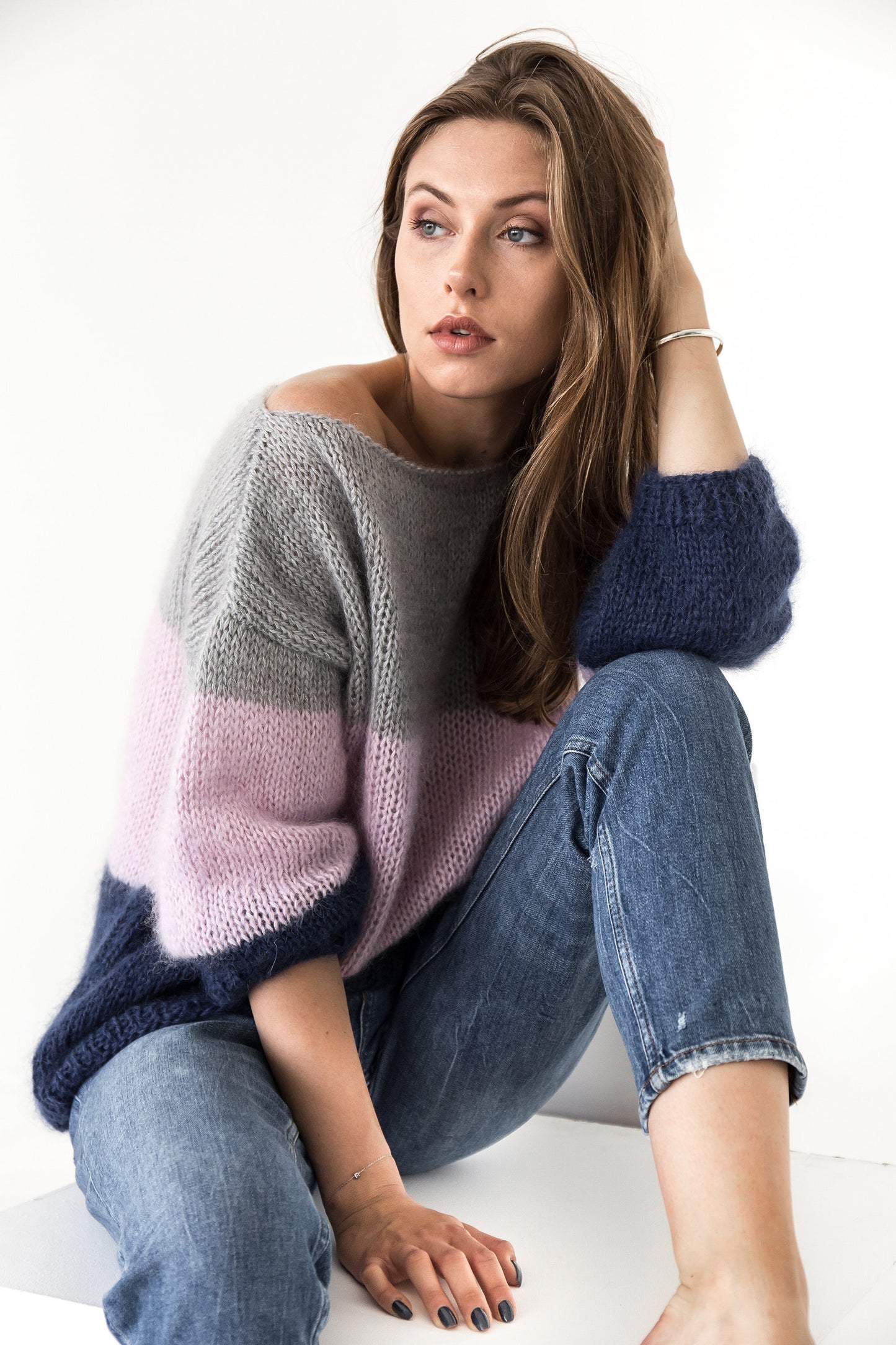Cable Knit Fluffy Mohair Jumper