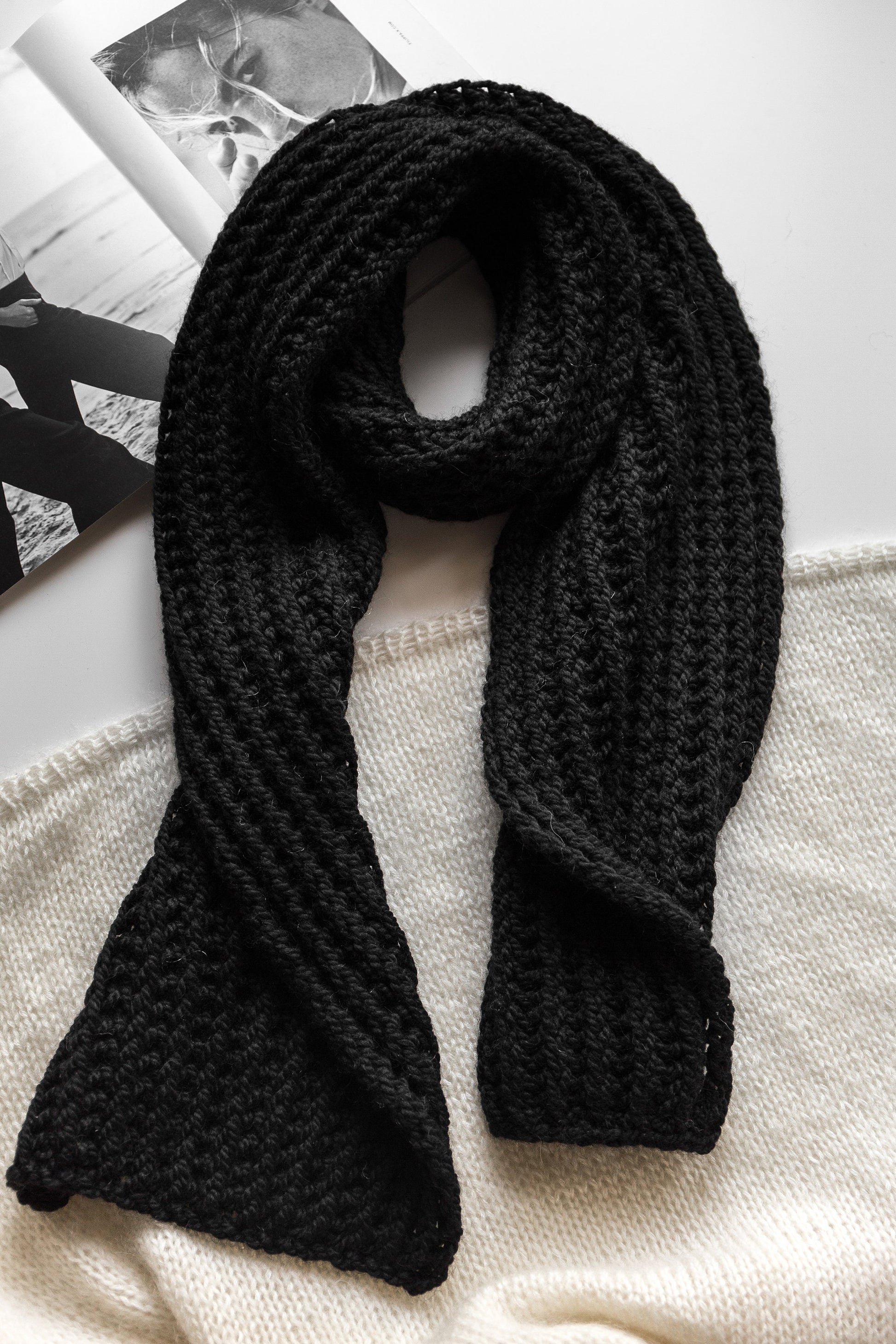 Alpaca scarf, wool scarf, knit scarf, oversize scarf, chunky scarf, fuzzy scarf, black knit scarf, extralong scarf, knitted scarf, scarf