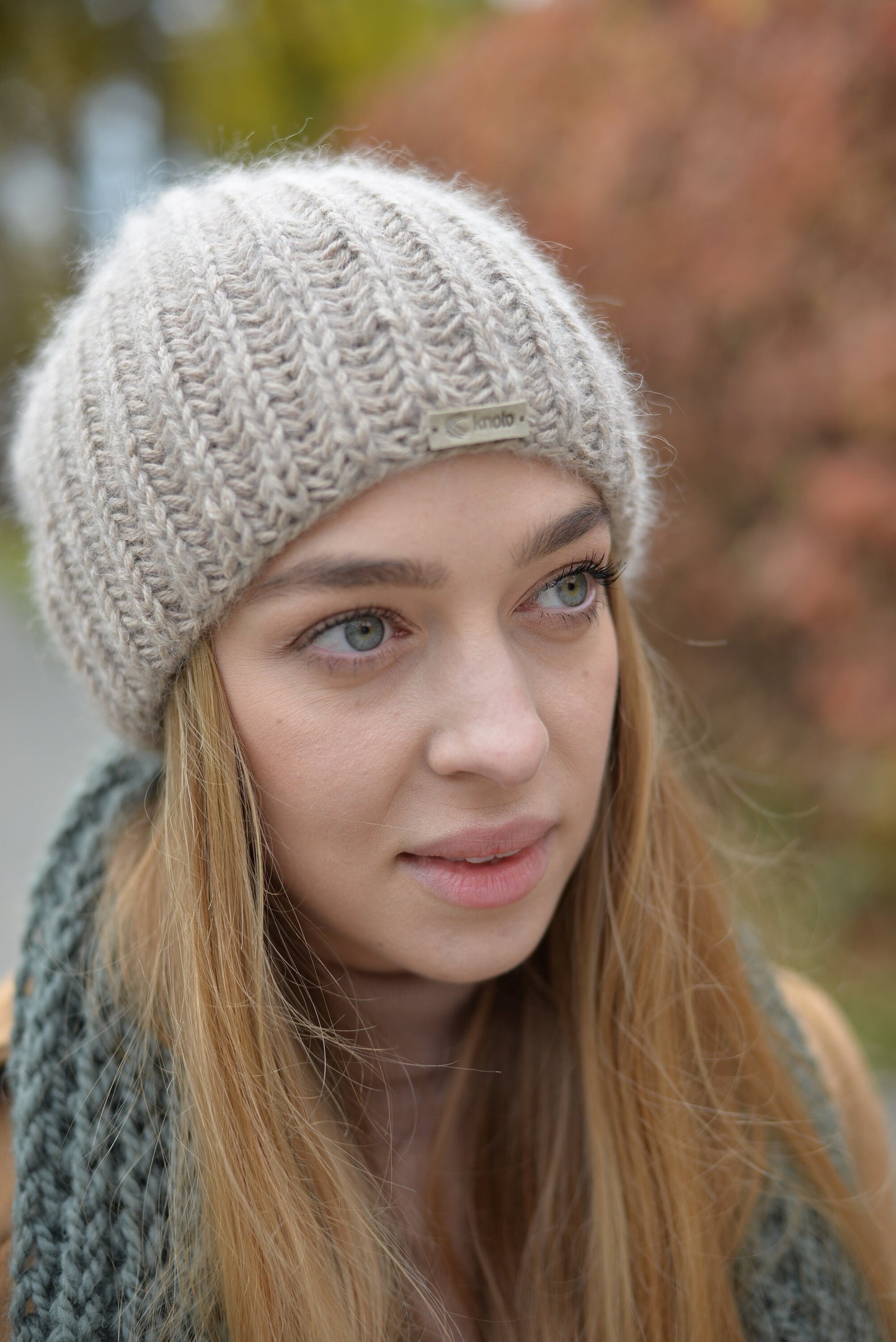 READY TO SHIP. Knit hat and scarf set. Lovely women's mohair scarf and mohair hat. Fuzzy scarf and slouchy beanie beige hat.