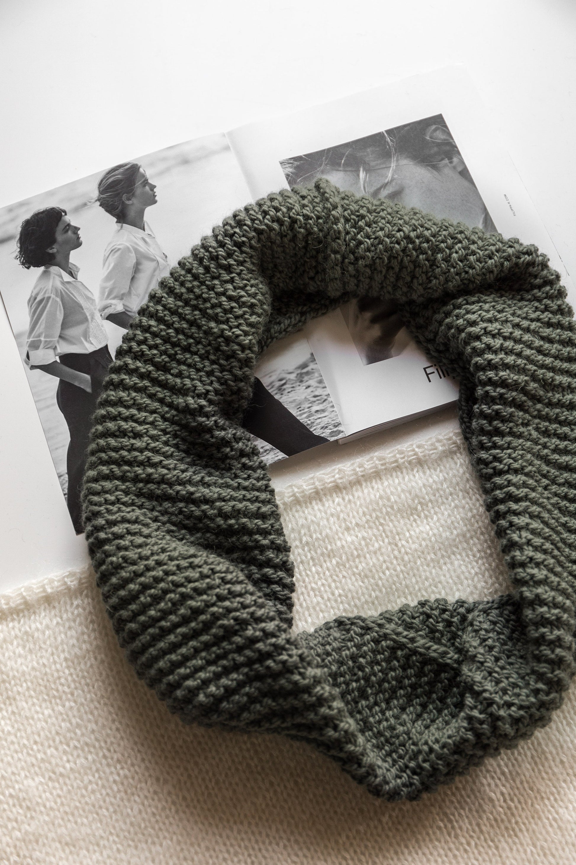Green infinity scarf, alpaca cowl scarf, warm tube scarf, winter scarves, handmade knit scarf, gift for her