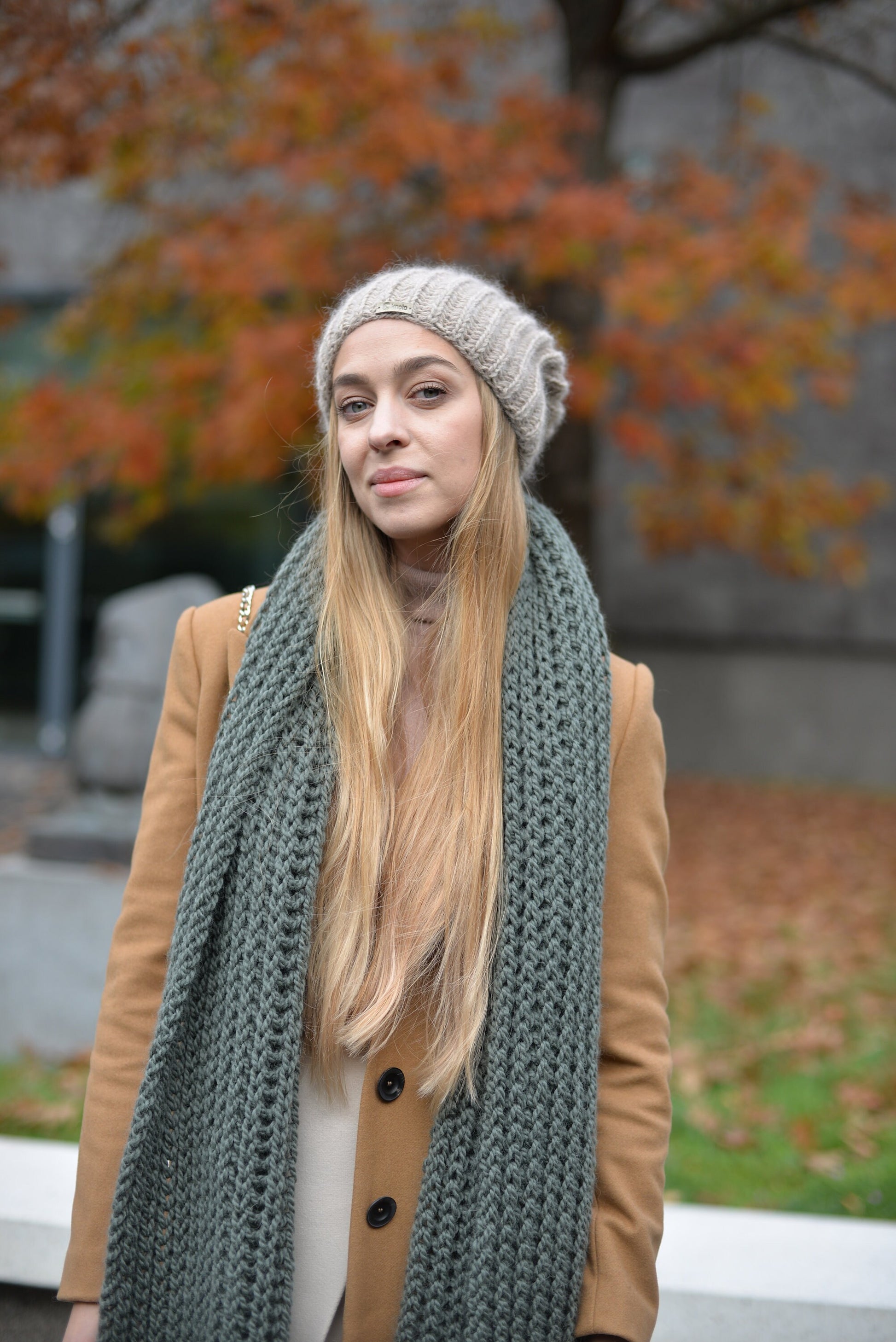 READY TO SHIP. Lovely women's mohair hat. Warm winter knit hat. Beige slouchy beanie.
