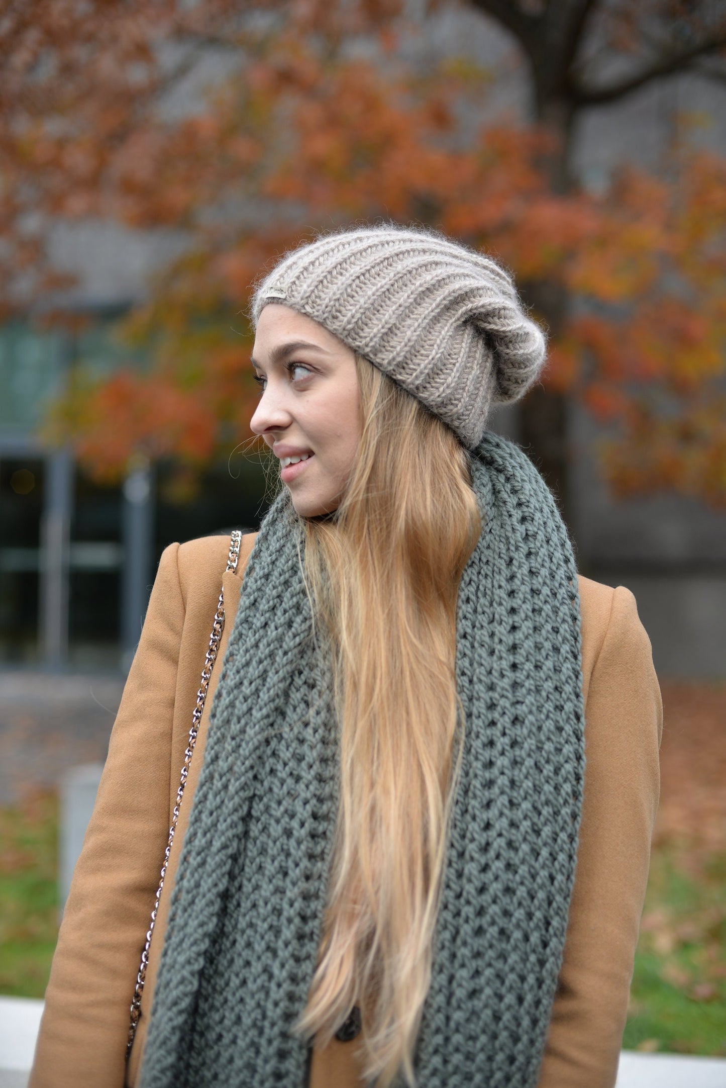 Beige mohair hat, alpaca slouch beanie, nude woman knit hat, winter wool beanie, boho fuzzy hat, hand knit slouch beanie, ribbed beanie,gift